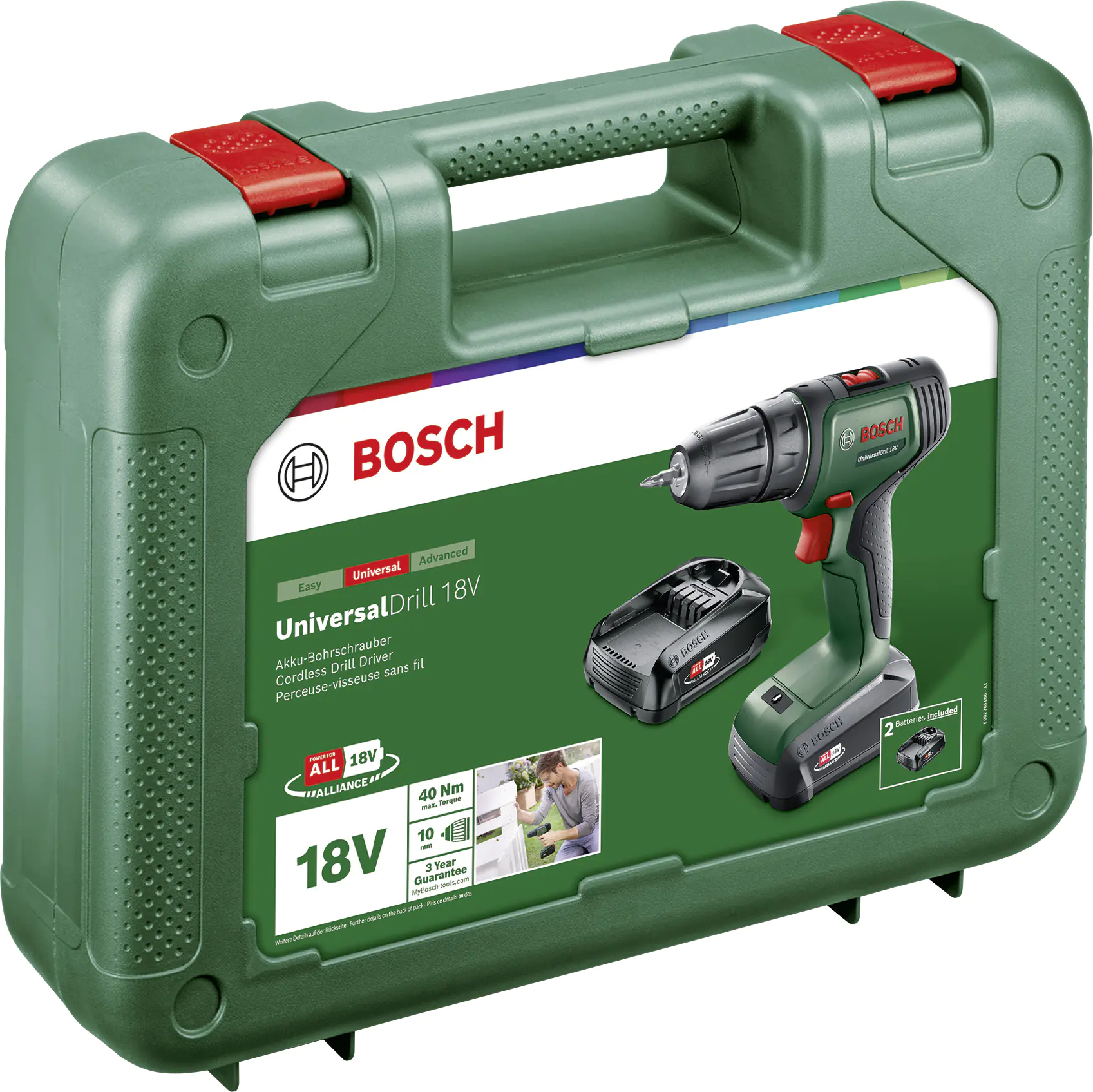 Bosch Akku-Bohrschrauber UniversalDrill 18 V mit 2 Akkus & Ladegerät