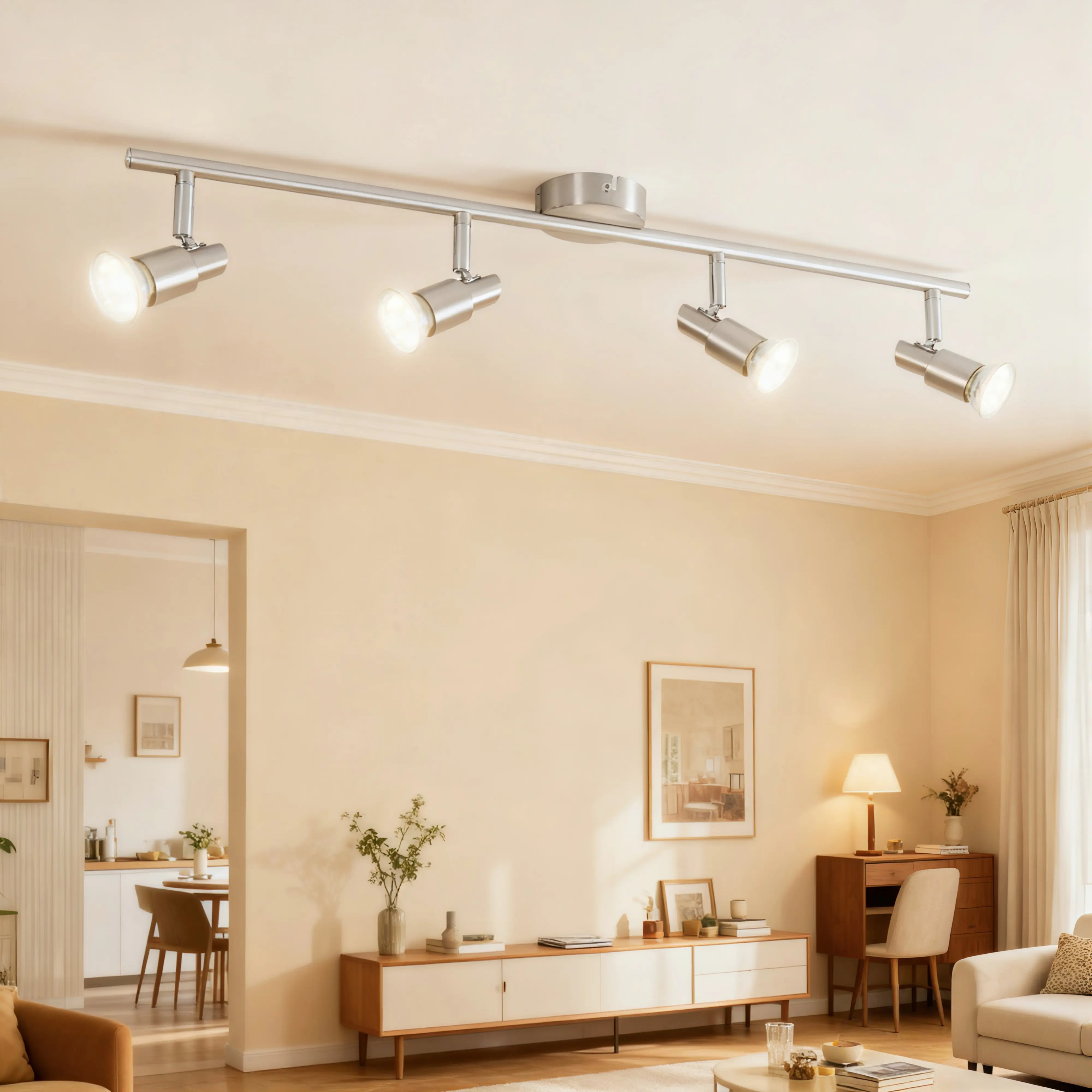 LED Leuchten 4er Spot Lina nickel-chrom 68 x 12 cm warmweiß