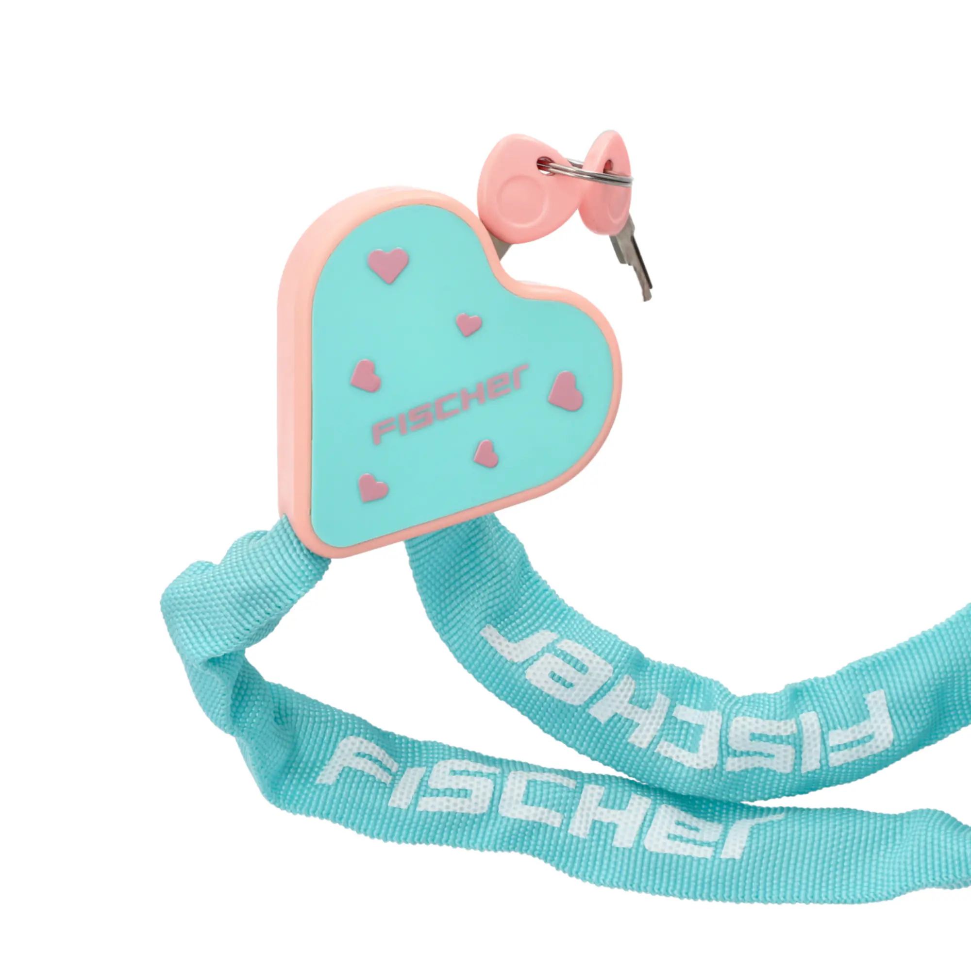 Fischer Kinderschloss Fahrrad Herz CK65/28 65 cm x Ø 3,8 mm türkis/rosa