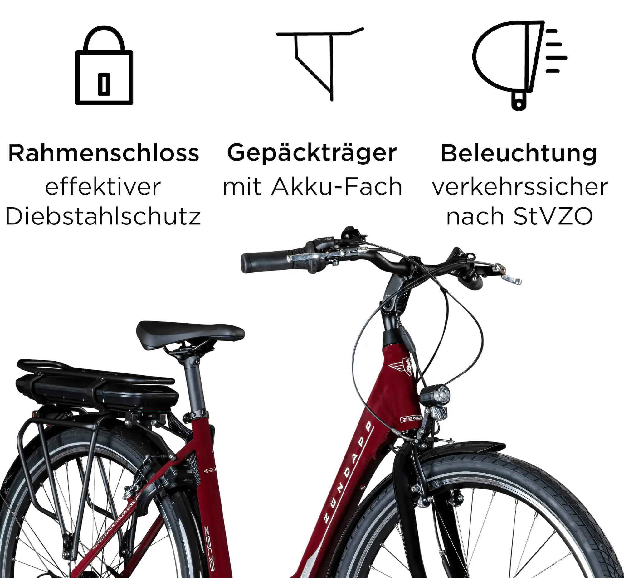 Zündapp E-Bike Z503 City 28 Zoll 7-Gang 522 Wh weinrot Zündapp E-Bike Z503 City 28 Zoll 7-Gang 522 Wh weinrot