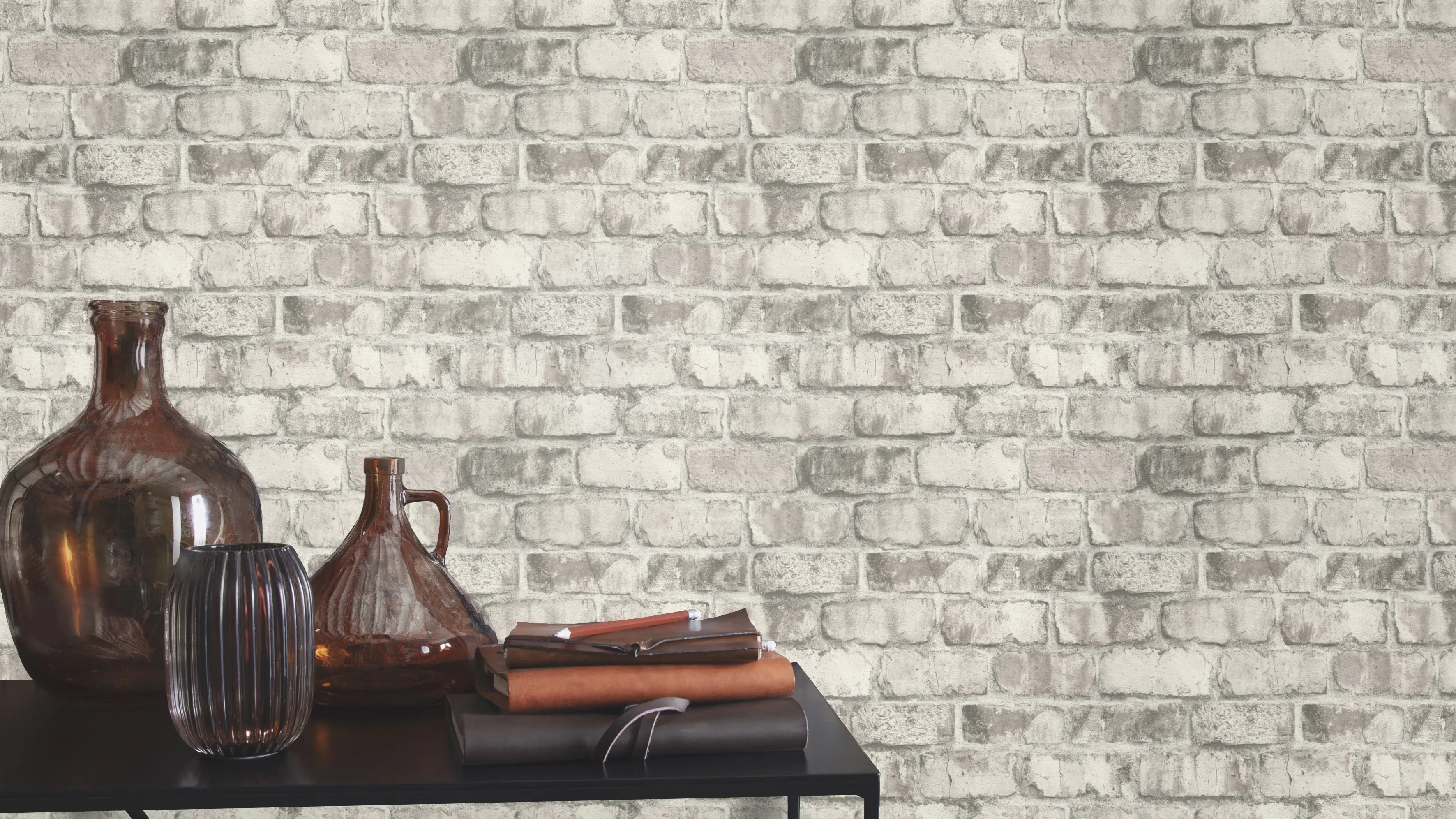 Tesa x Rasch selbstklebende Tapete Clayton Backstein grau 6 x 0,53 m