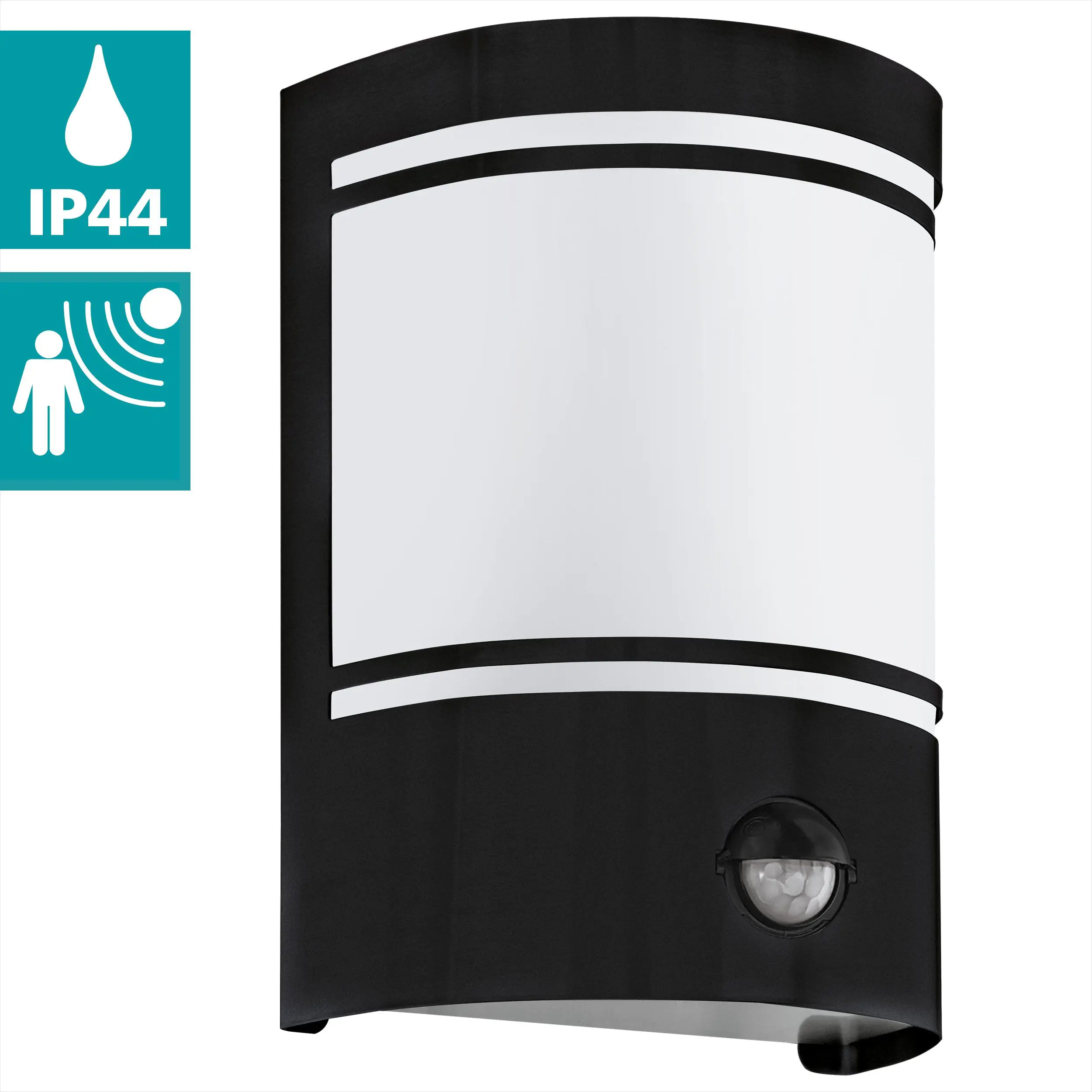 Eglo Außen-Wandleuchte Cerno schwarz 20 x 14 cm mit Bewegungsmelder E27