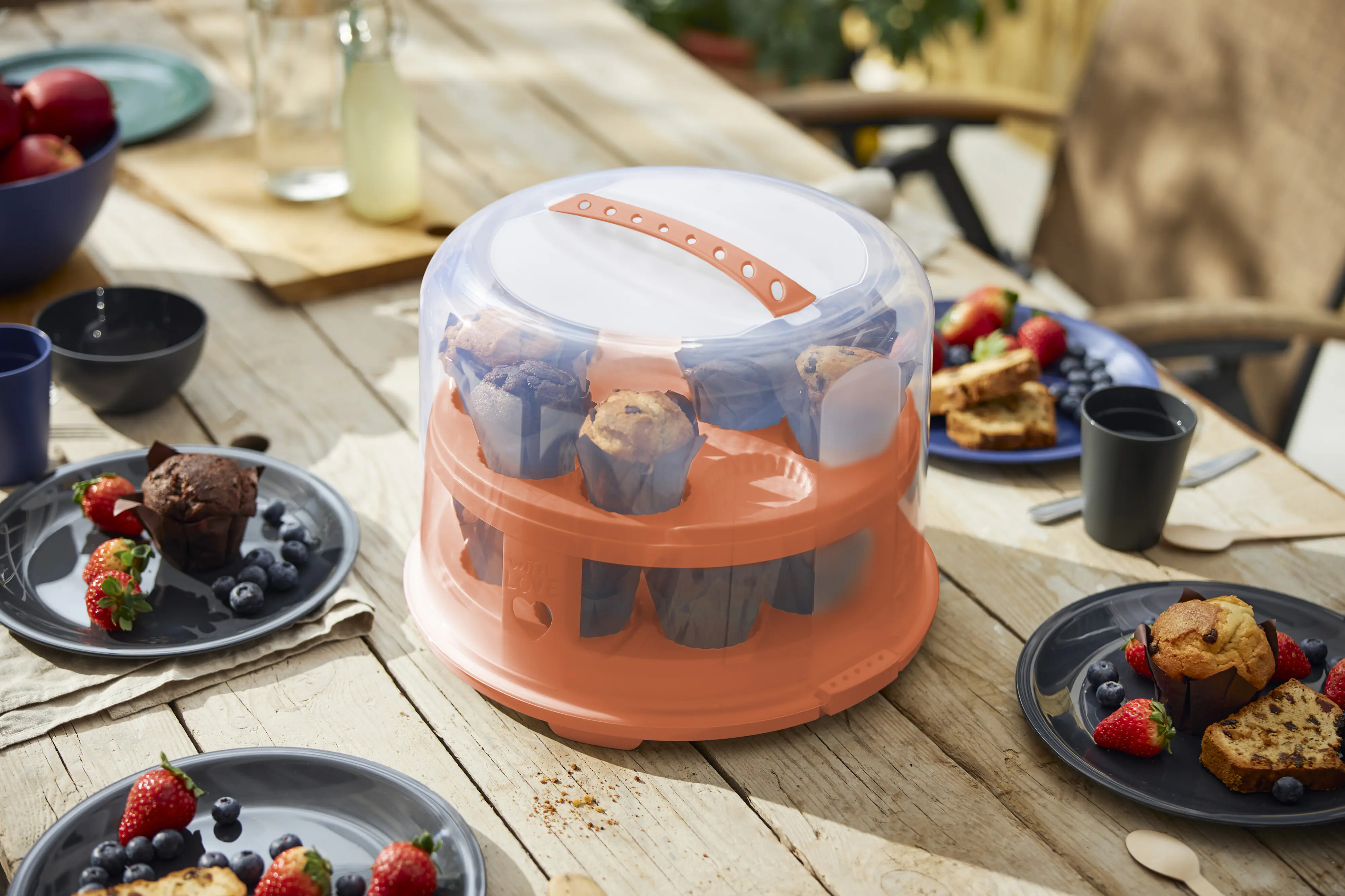 Rotho Tortenglocke mit Trays Fresh Ø 26 x 36 cm koralle