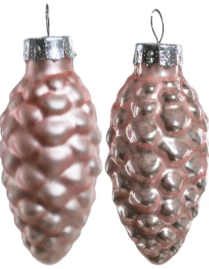 TrendLine Weihnachtskugeln Glas-Tannenzapfen 6 cm puderrosa 12 Stück
