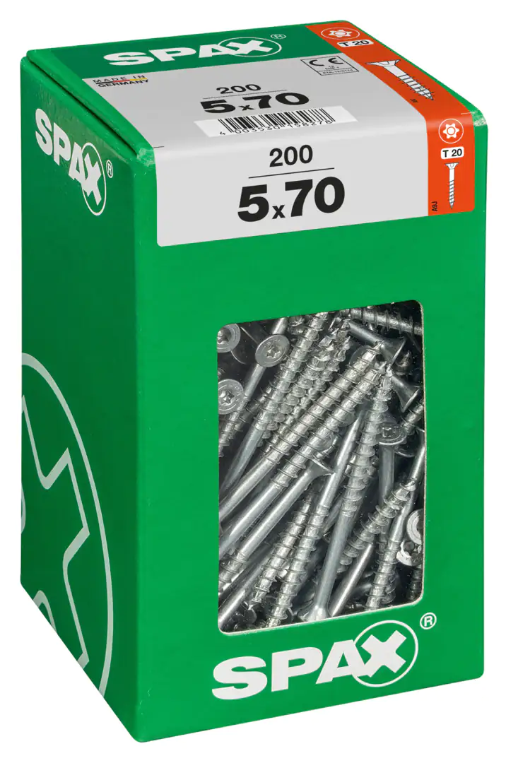 Spax Universalschrauben 5.0 x 70 mm TX 20 Senkkopf - 200 Stk.