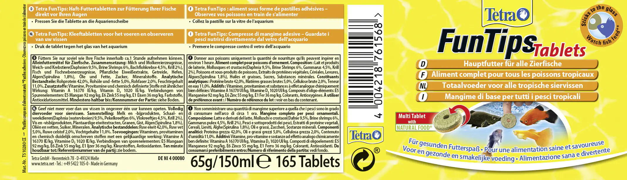 Tetra FunTips Tablets 165 Tabl Tetra FunTips Tablets 165 Tabl