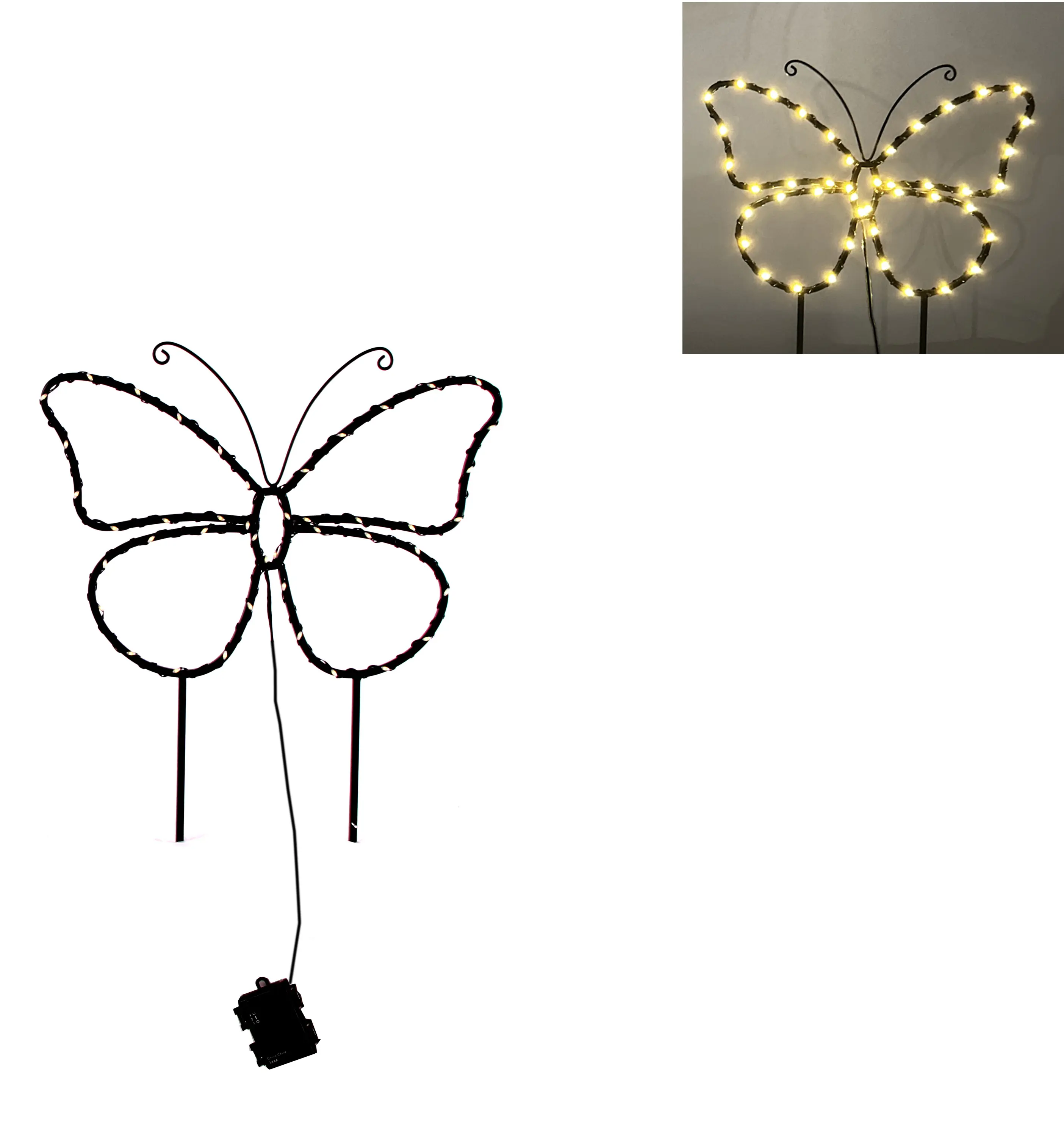 TrendLine LED-Stecker Schmetterling Eisen 49 x 39 cm schwarz warmweiß