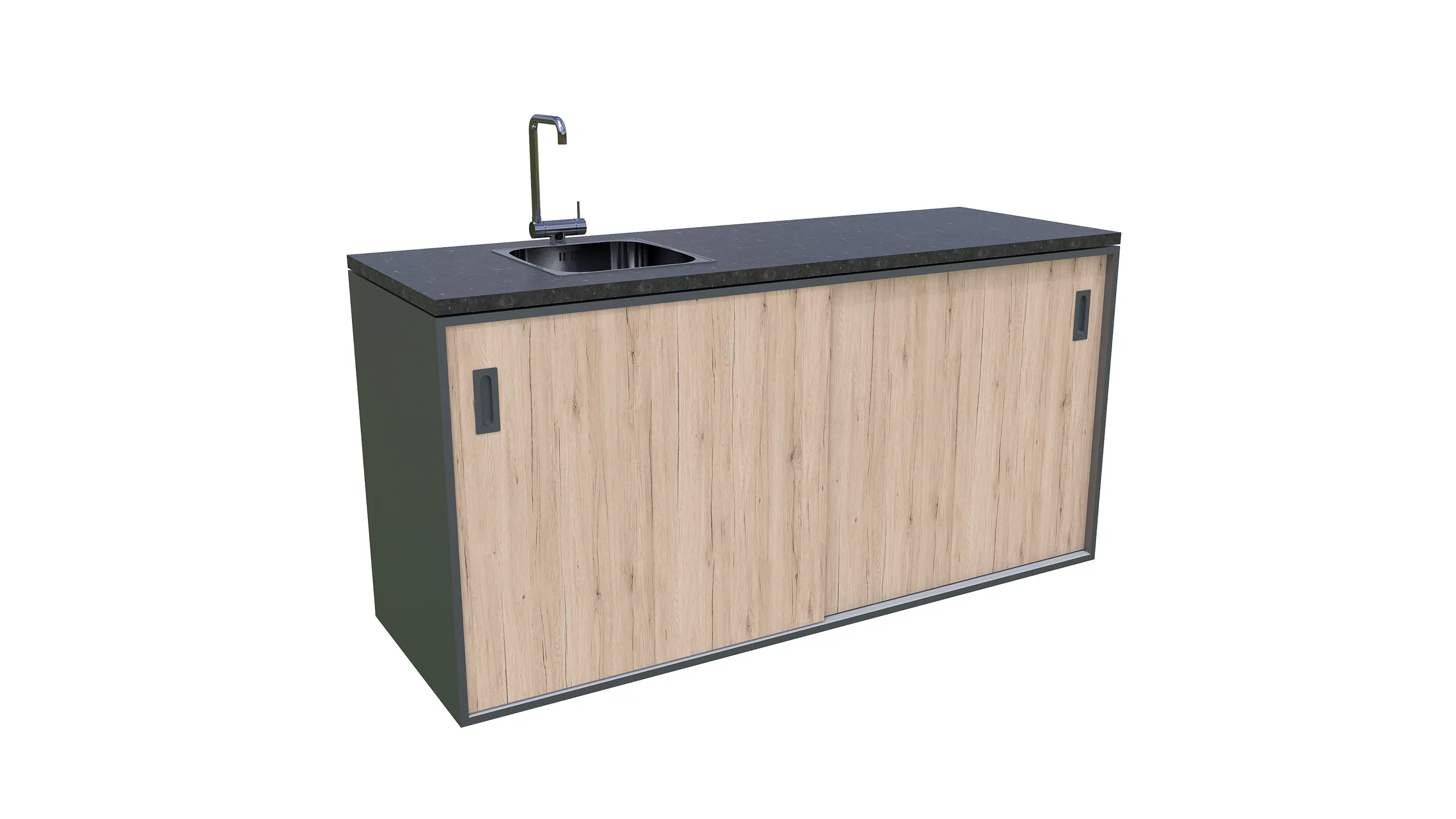 Bellano Living Element für Outdoorküchen inkl. Spüle links mit 2 Türen eiche granit