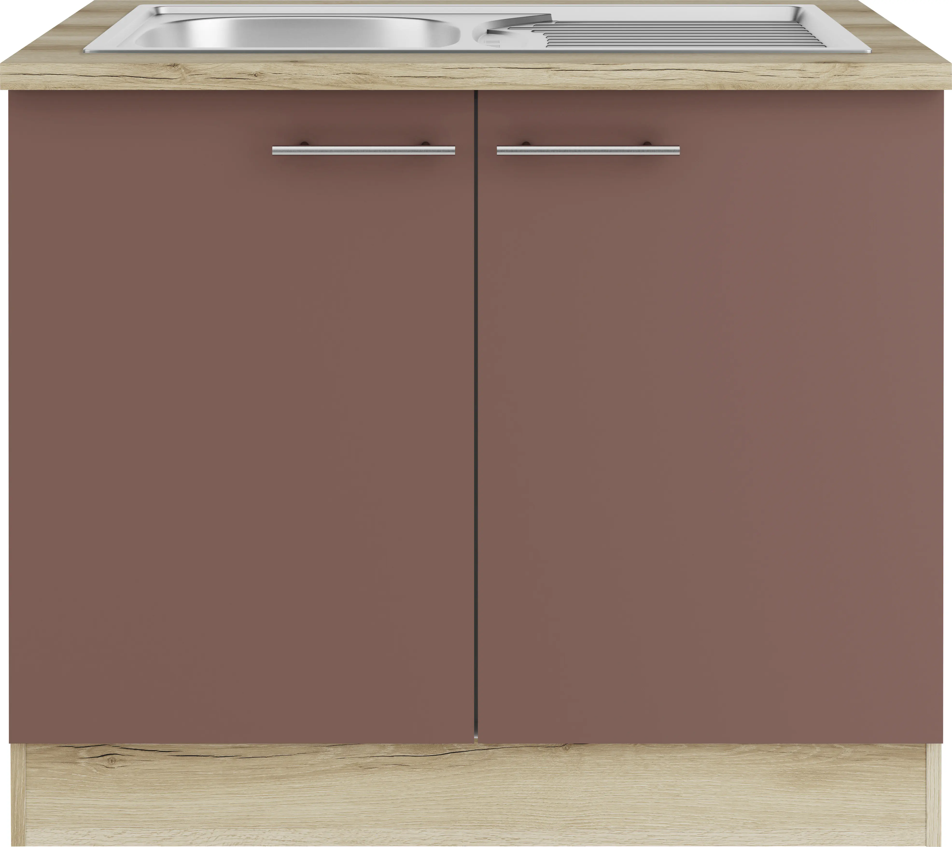 Optifit Spülenunterschrank Bari 407 rostrot/eiche 100 cm