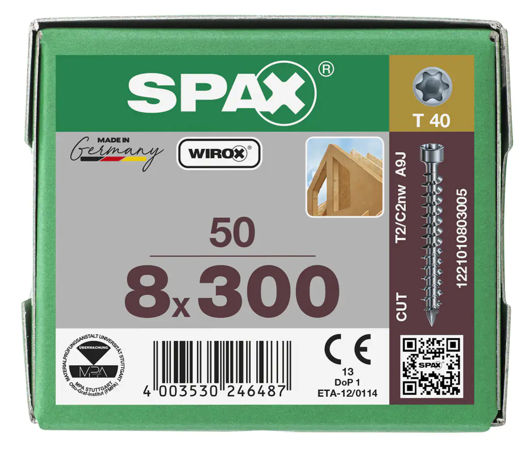 Spax Holzbauschrauben 8.0 x 300 mm TX 40 Zylinderkopf - 50 Stk.