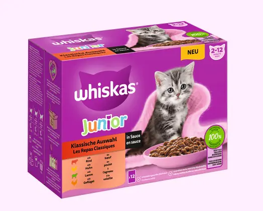 Whiskas Mulitpack Junior klassische Auswahl in Sauce Katzenfutter 12 x 85 g Whiskas Mulitpack Junior klassische Auswahl in Sauce Katzenfutter 12 x 85 g