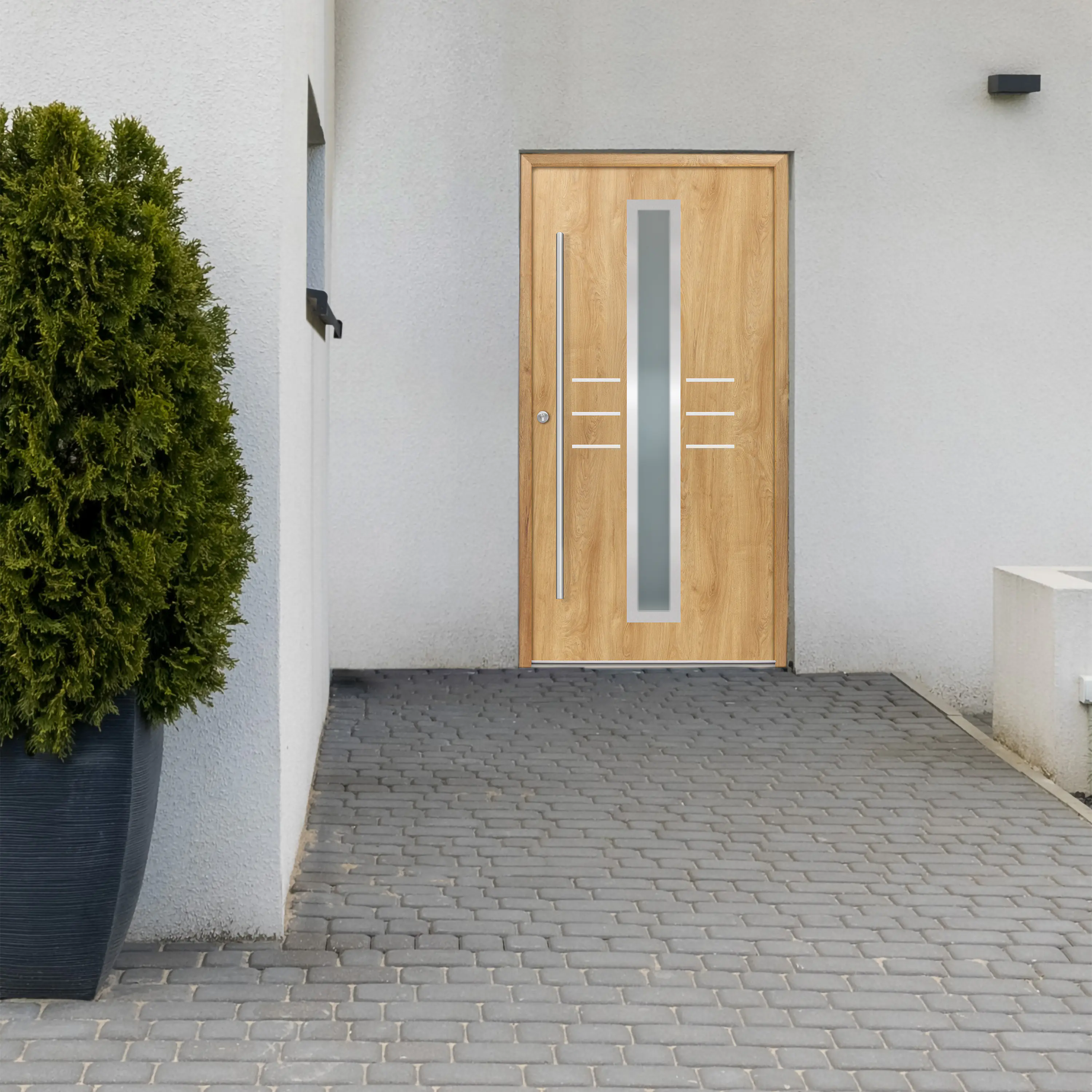 Splendoor Haustür Passivedoor Premium B07 Eiche Natur DIN Links 110 x 210 cm