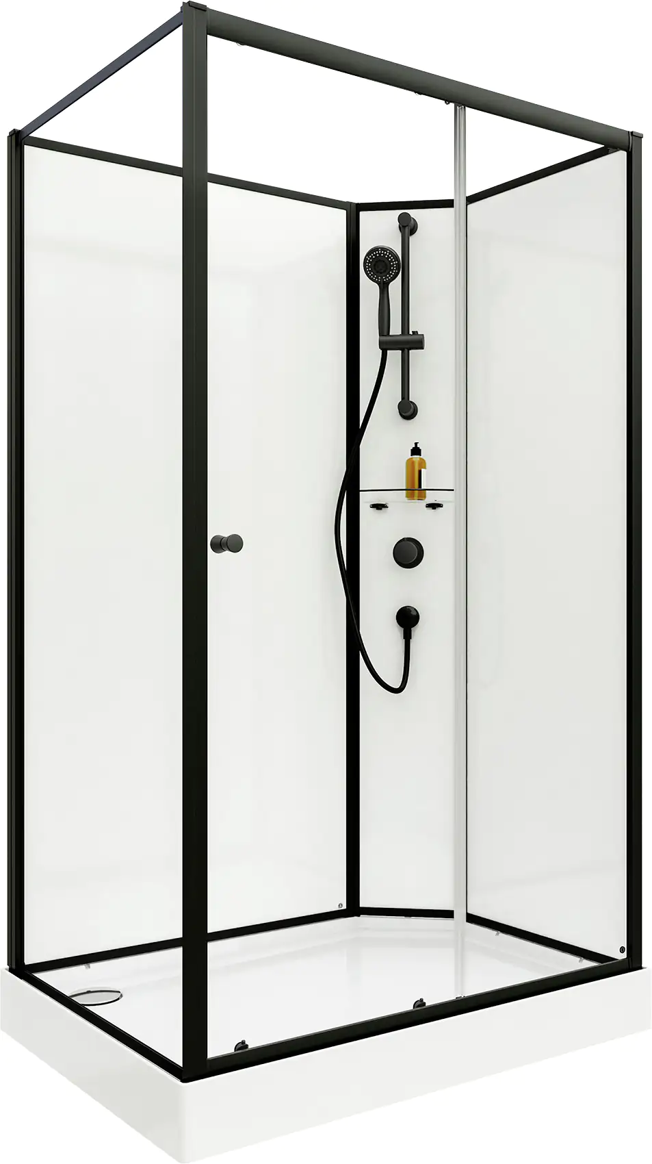 Breuer Komplettdusche BR 100 Schiebetür + Seitenwand re 90x120x204 cm, Schwarz, Klarglas hell