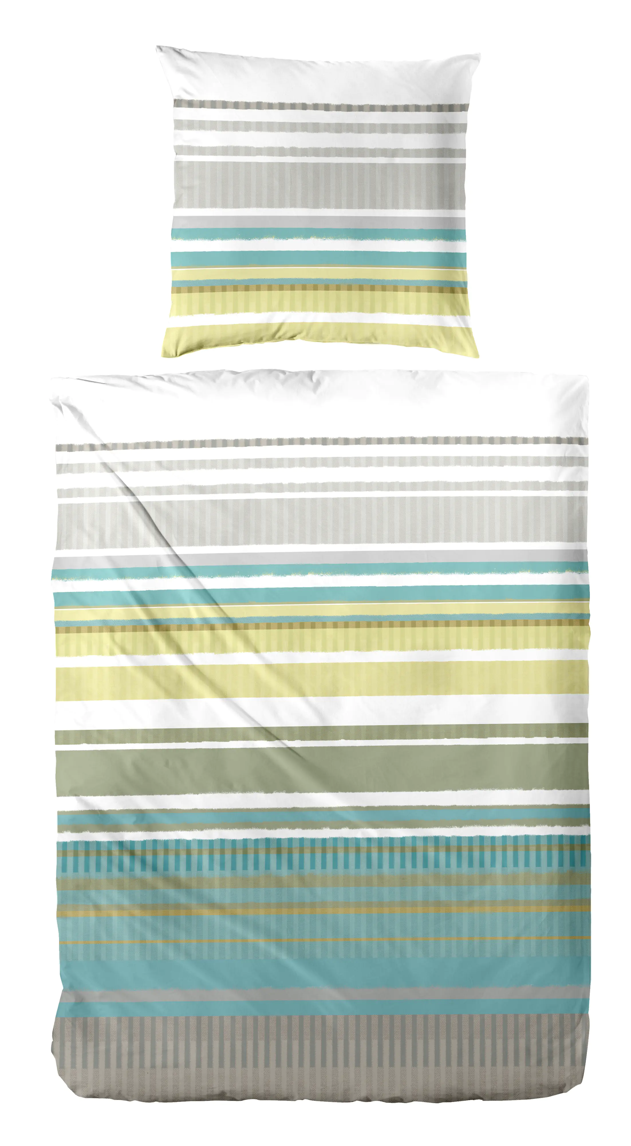Vario Bettwäsche Baumwolle Perkal Streifen grün-blau 135 x 200 cm 