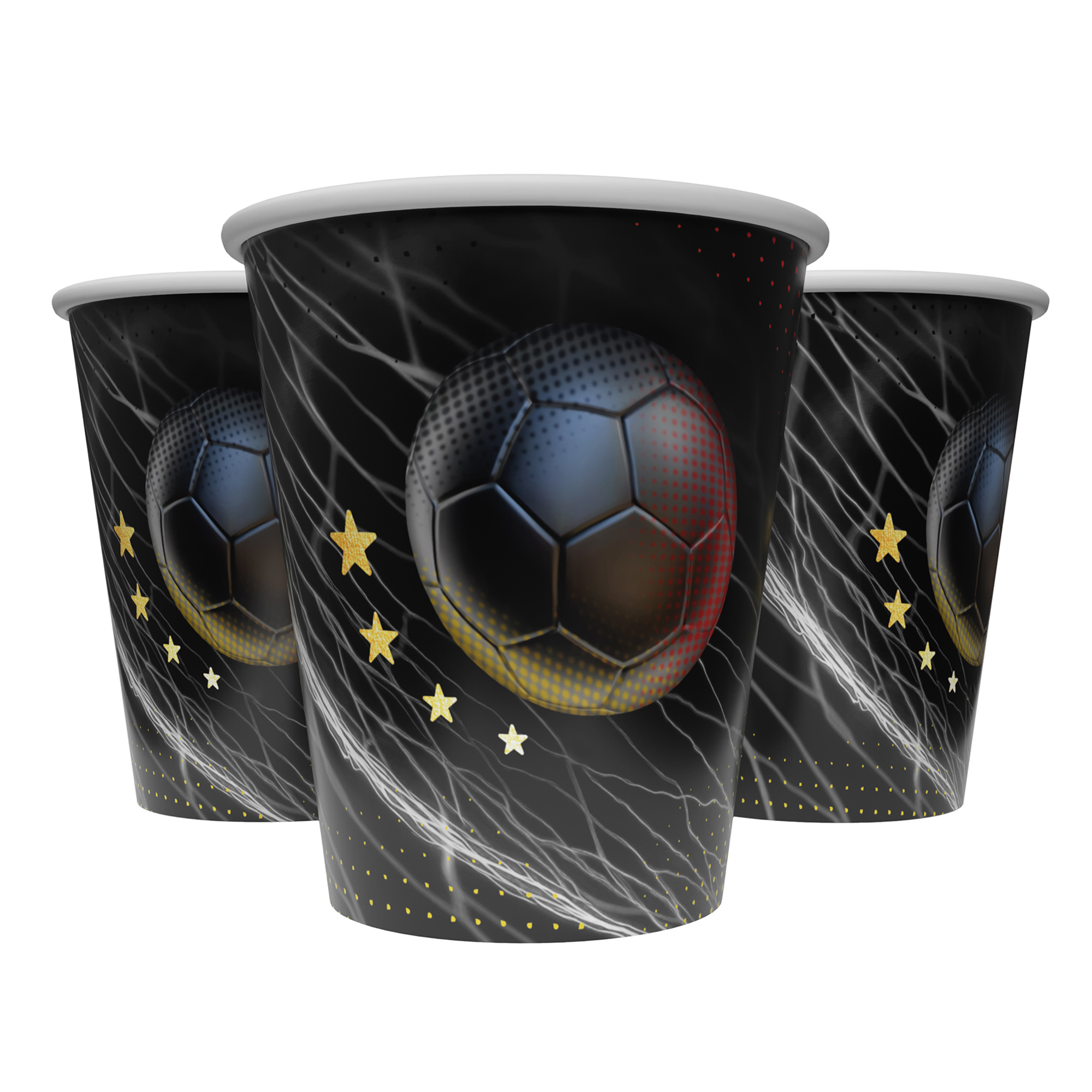 Pappbecher Fußball 4 Sterne bunt 250 ml 8 Stück