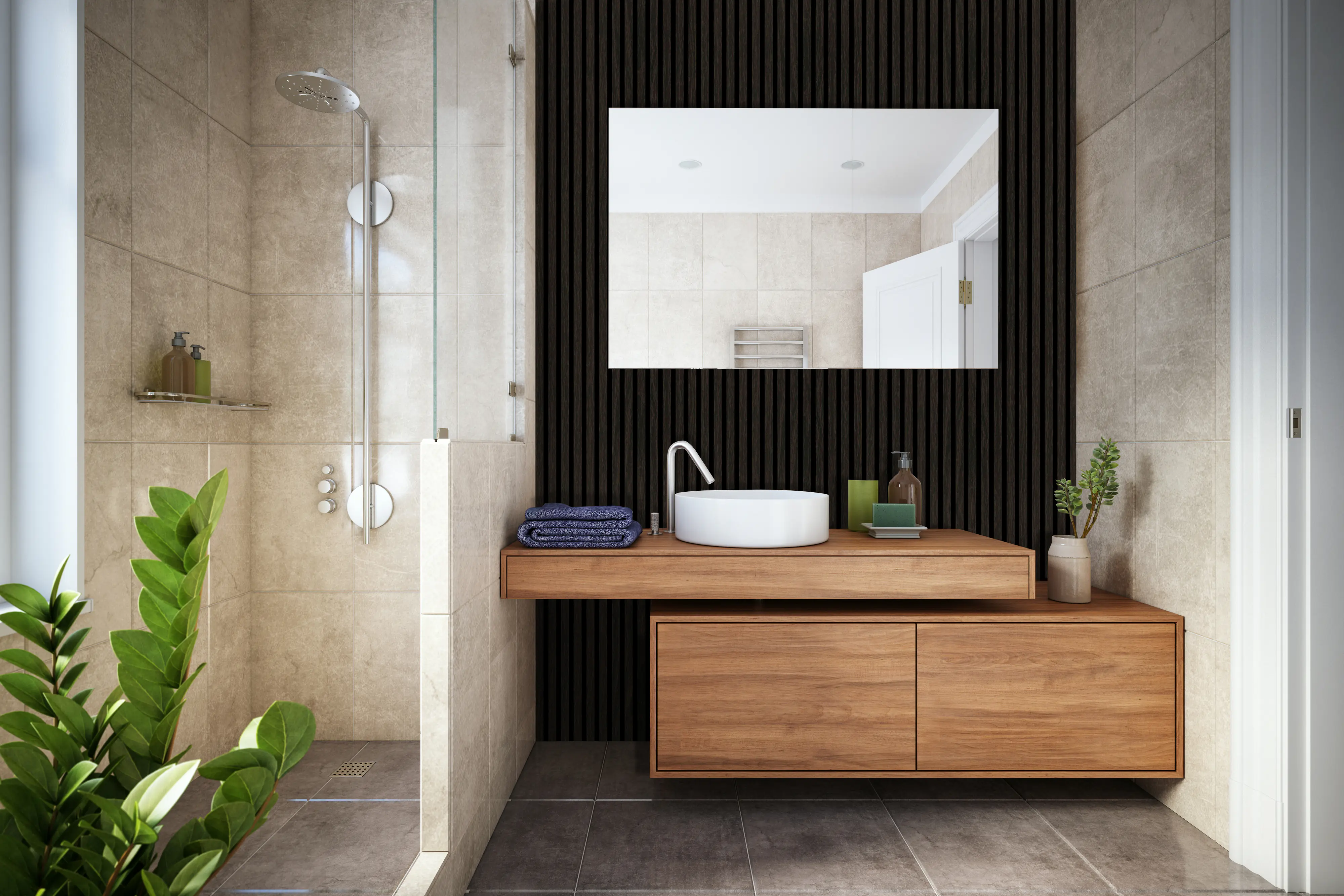 Neuhofer Akustikpaneel Eiche foliert 240 x 57,2 x 1,9 cm braun dunkel