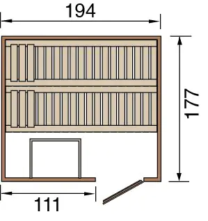 Weka Element-Sauna Halmstad 2 mit Glastür und Fenster