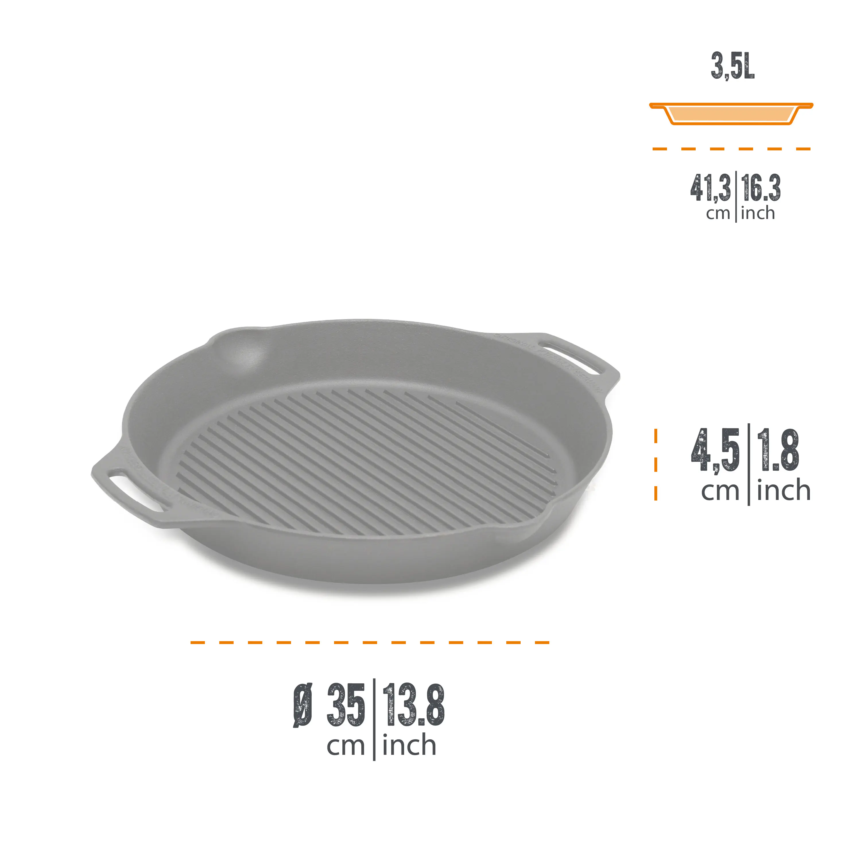 Petromax Feuerpfanne gp35h Gusseisen Ø 35 cm mit zwei Henkeln