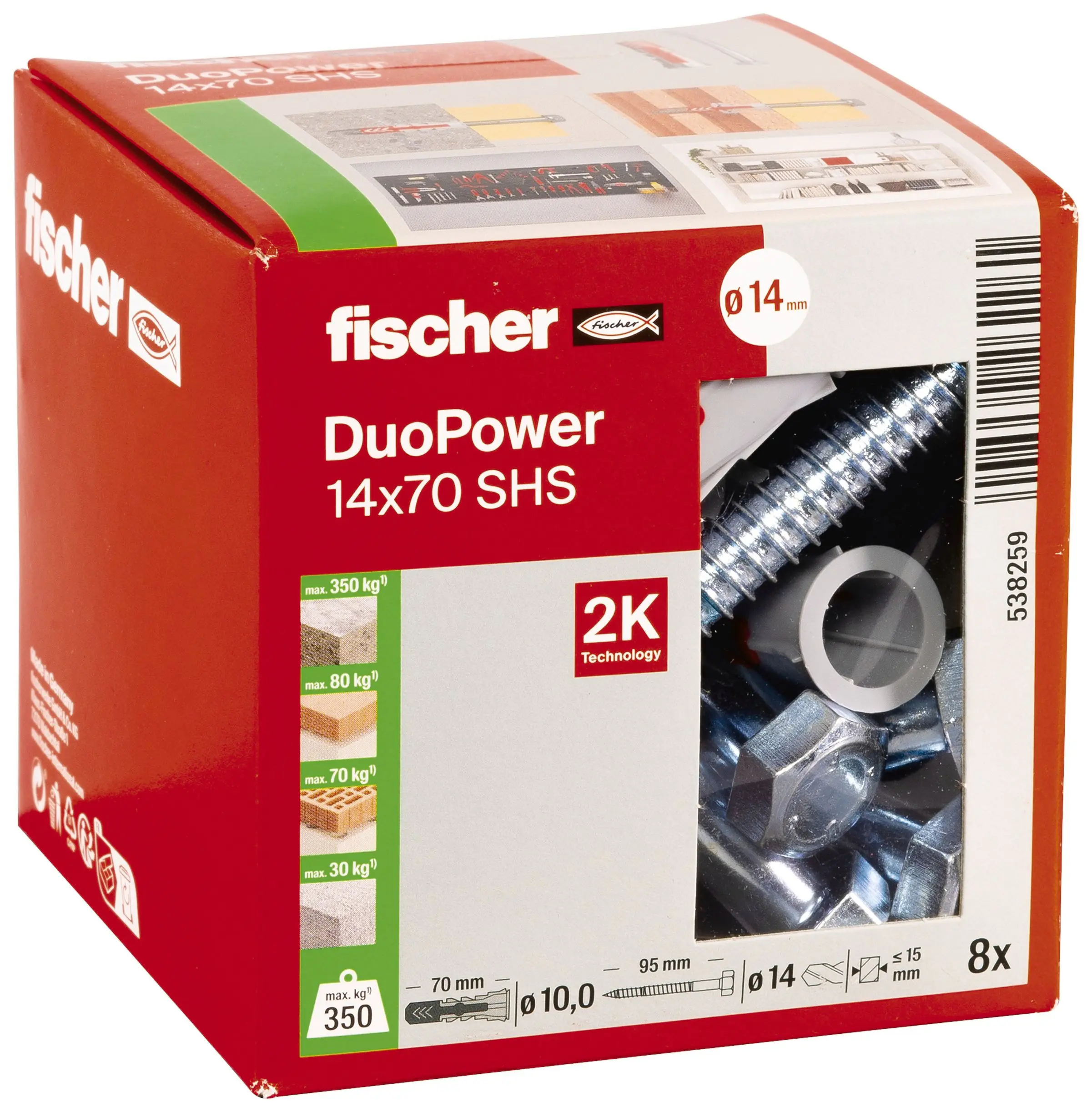 Fischer Dübel-Set Duopower 14.0 x 70 mm - 8 Stück