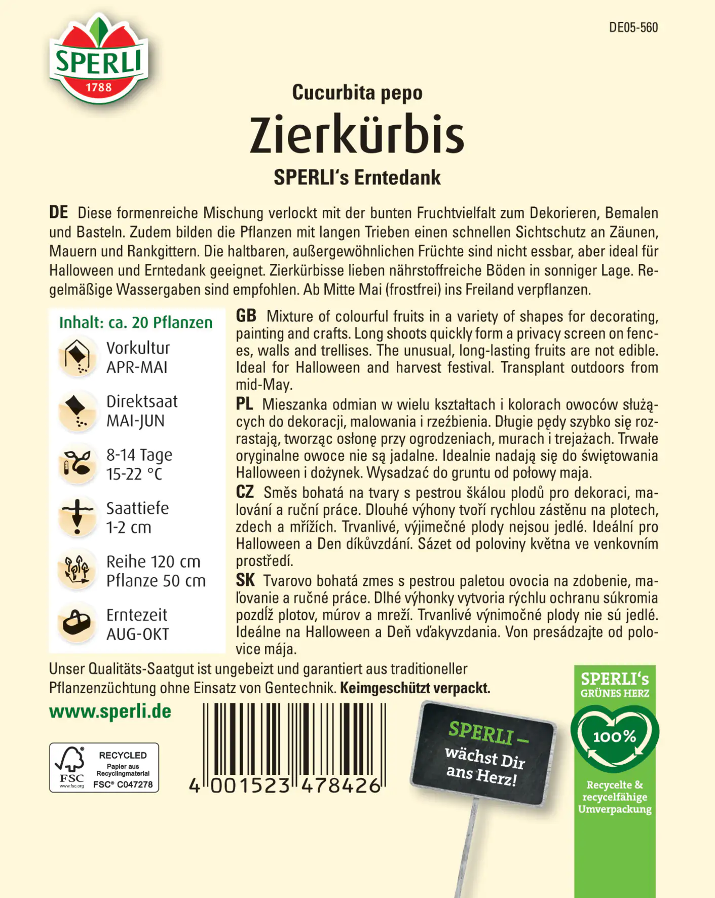 Sperli Zierkürbis SPERLI's Erntedank