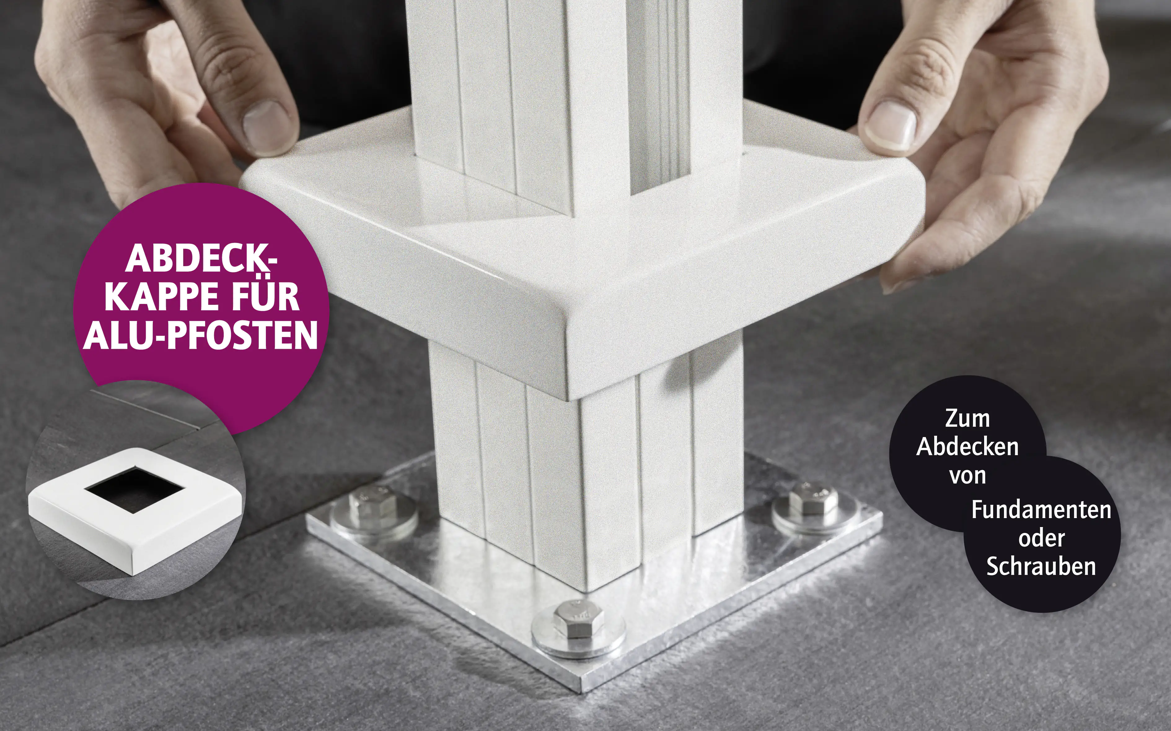 Ambiente Aluminium Abdeckkappe unten B x H: 14,5 cm x 14,5 cm, 28 mm stark Ambiente Aluminium Abdeckkappe unten B x H: 14,5 cm x 14,5 cm, 28 mm stark