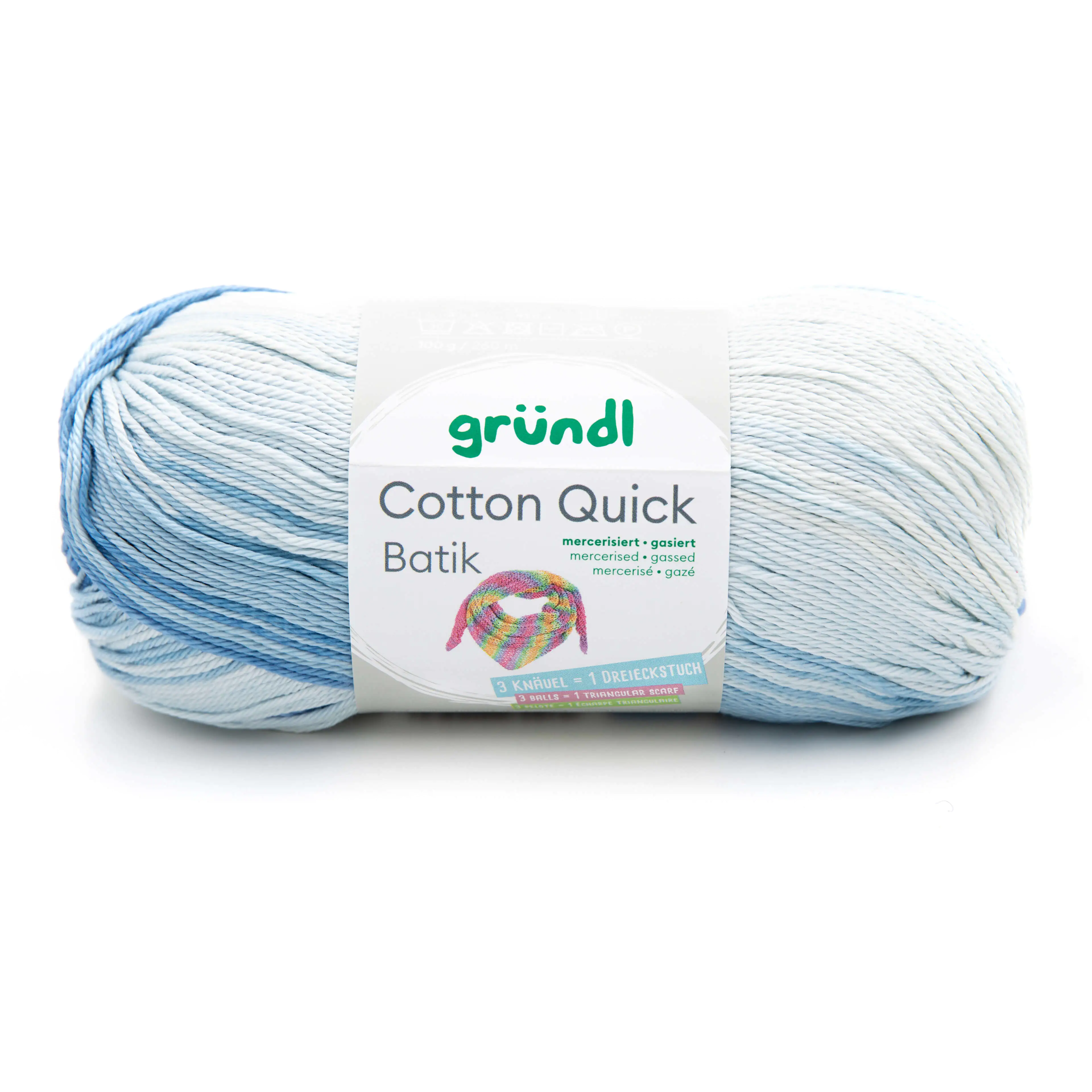4036014230962 Gründl Wolle Cotton Quick Batik 100 g hellblau-mittelblau-dunkelblau