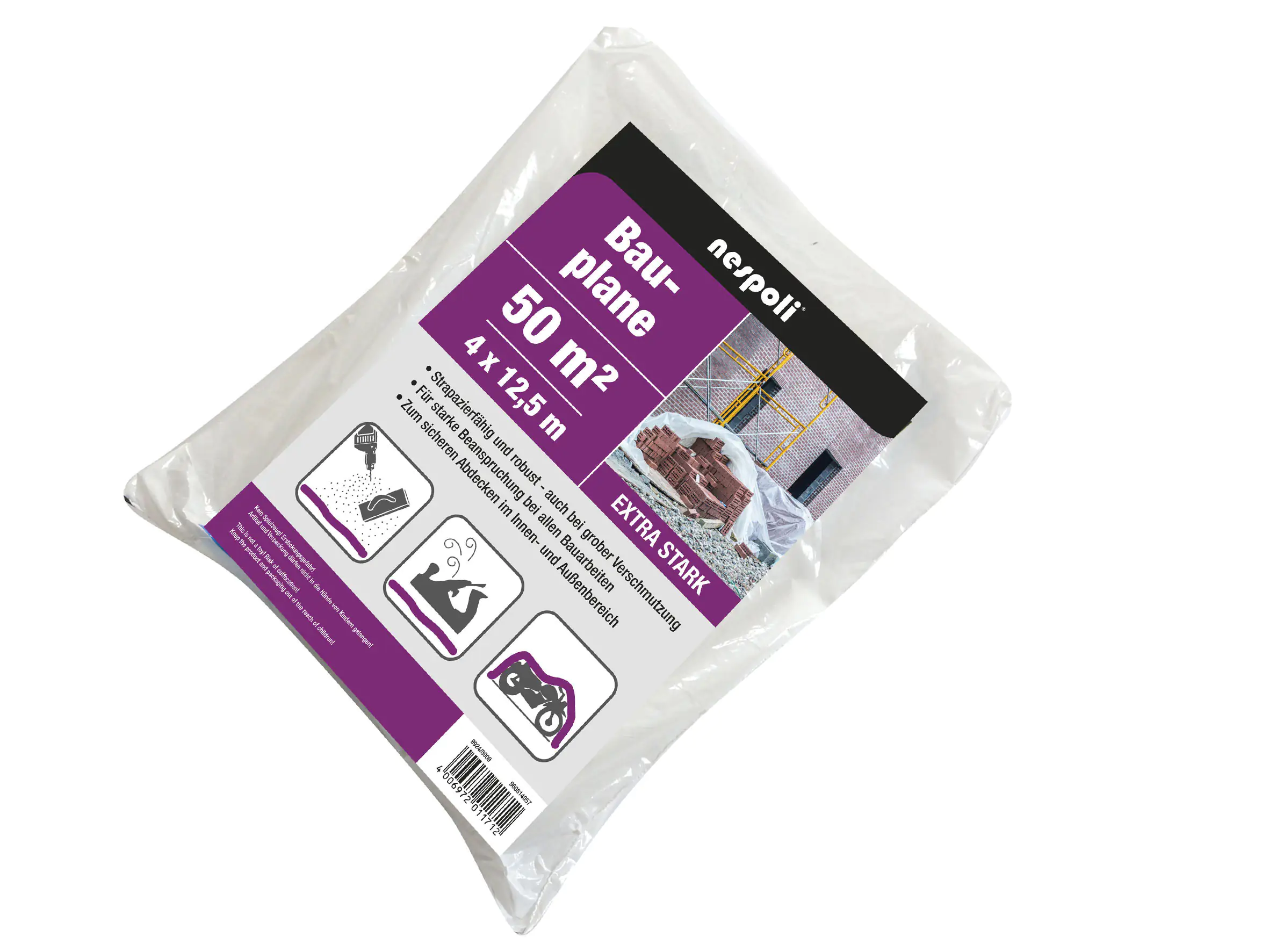 Bauplane 4 x 12,5 m, transparent