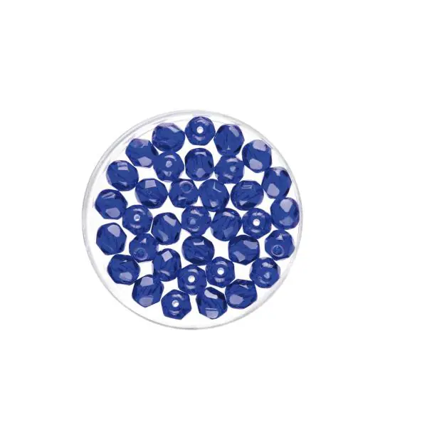 Glorex Glasschliff Perlen 6 mm 50 Stück, azurblau