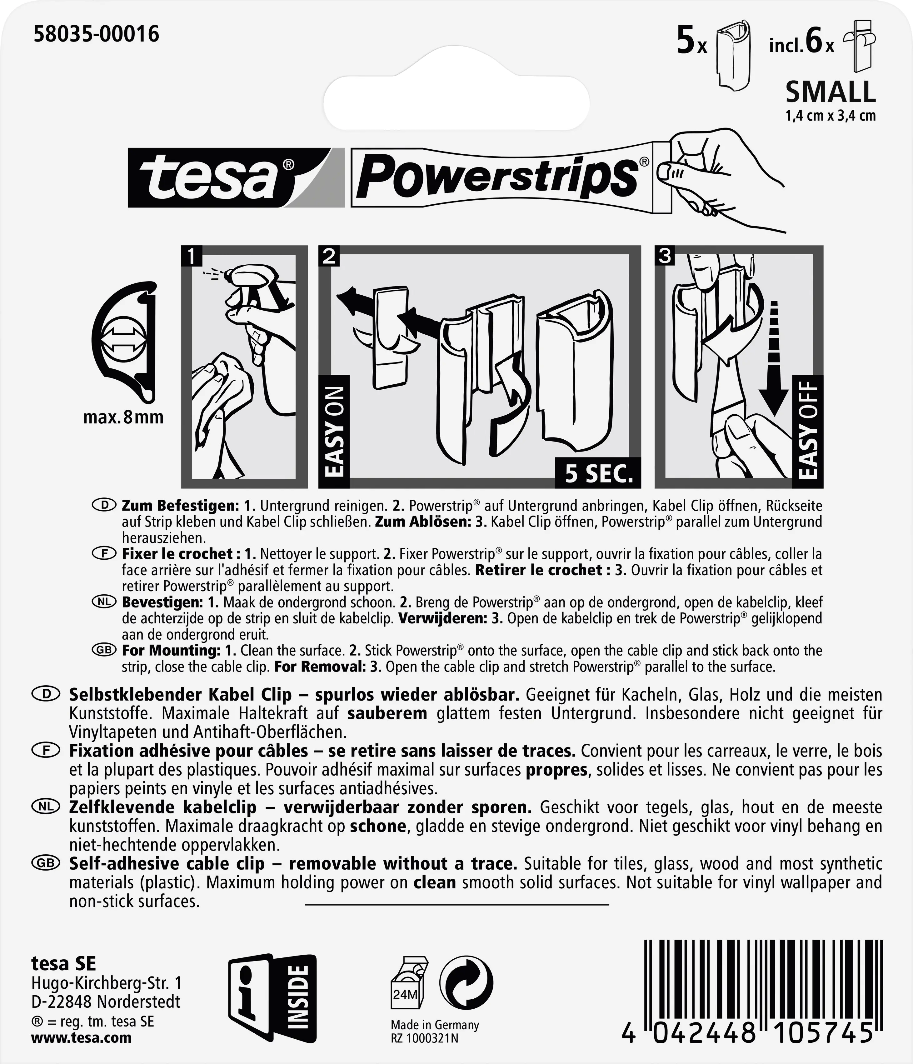 tesa Powerstrips Kabel Clip weiß