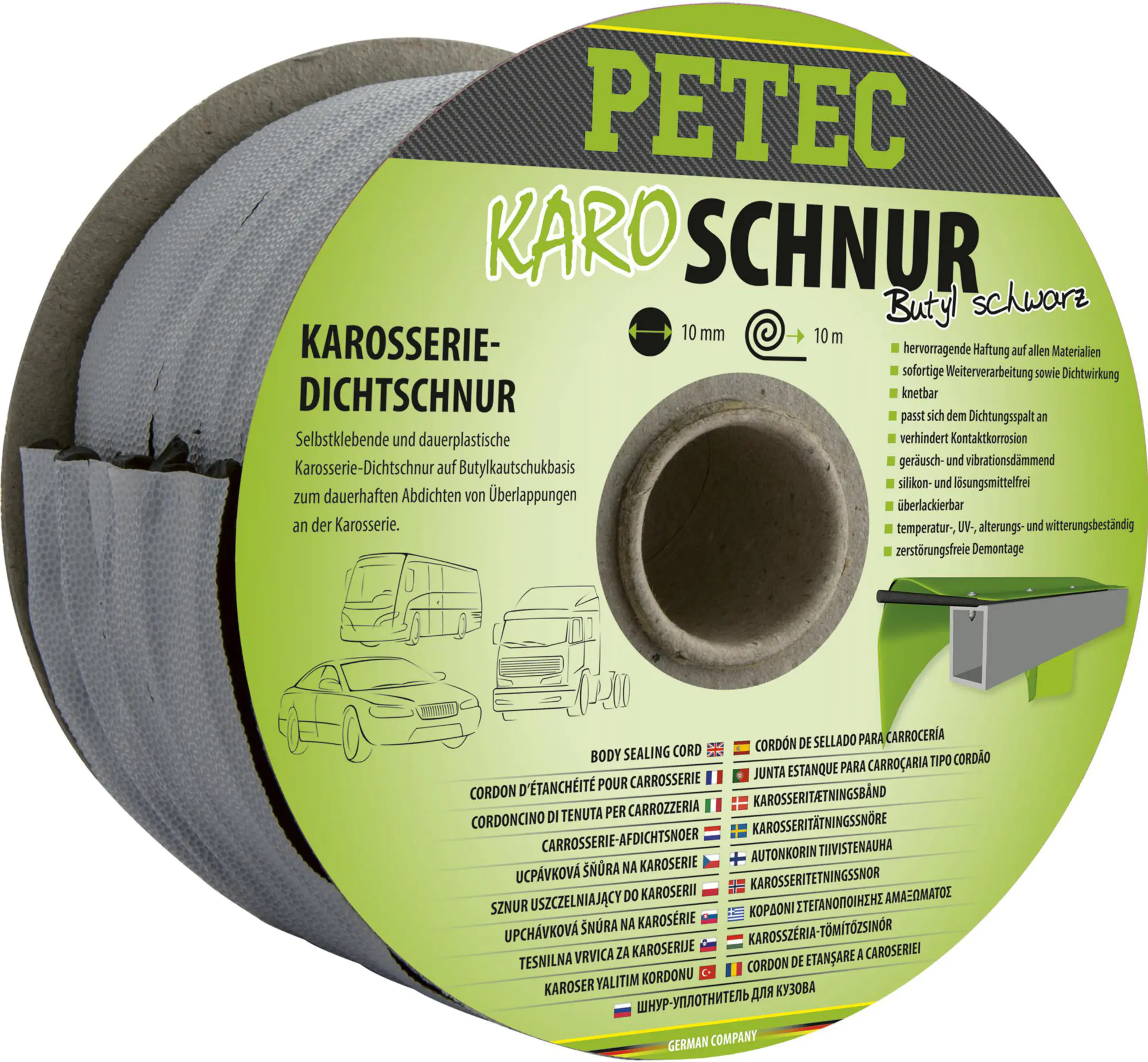 Petec KaroSchnur Karosseriedichtschnur rund schwarz 10m