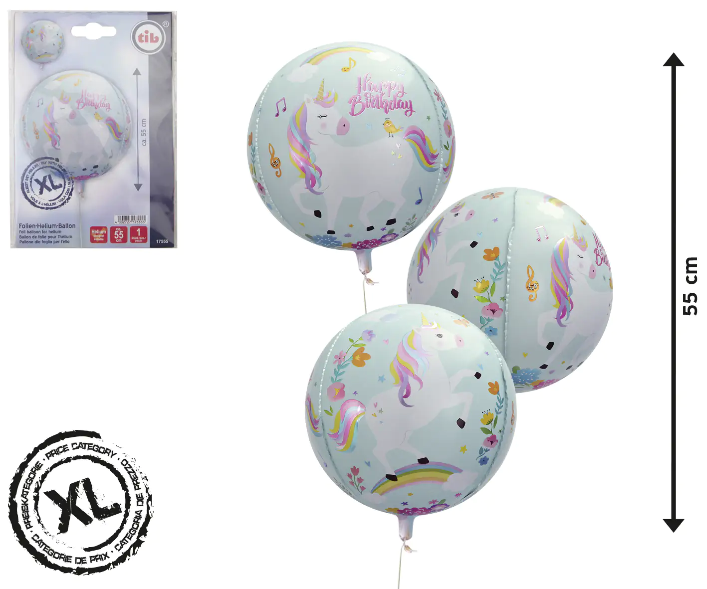 4002727175555 TIB Heyne Folienballon Einhorn 1 Stück
