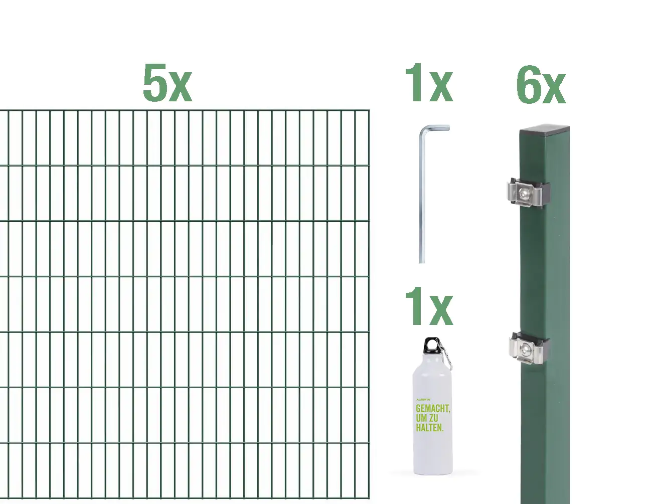 Alberts Komplettset Doppelstabmatten 10 m 140 cm 6/5/6 grün Alberts Komplettset Doppelstabmatten 10 m 140 cm 6/5/6 grün