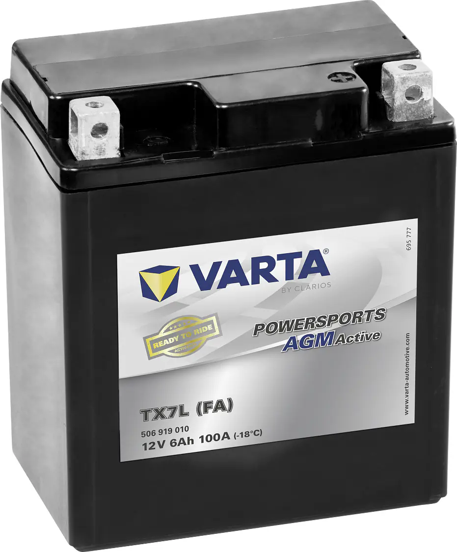 Varta AGM-Motorradbatterie TX7L FA 12V 6Ah 100A