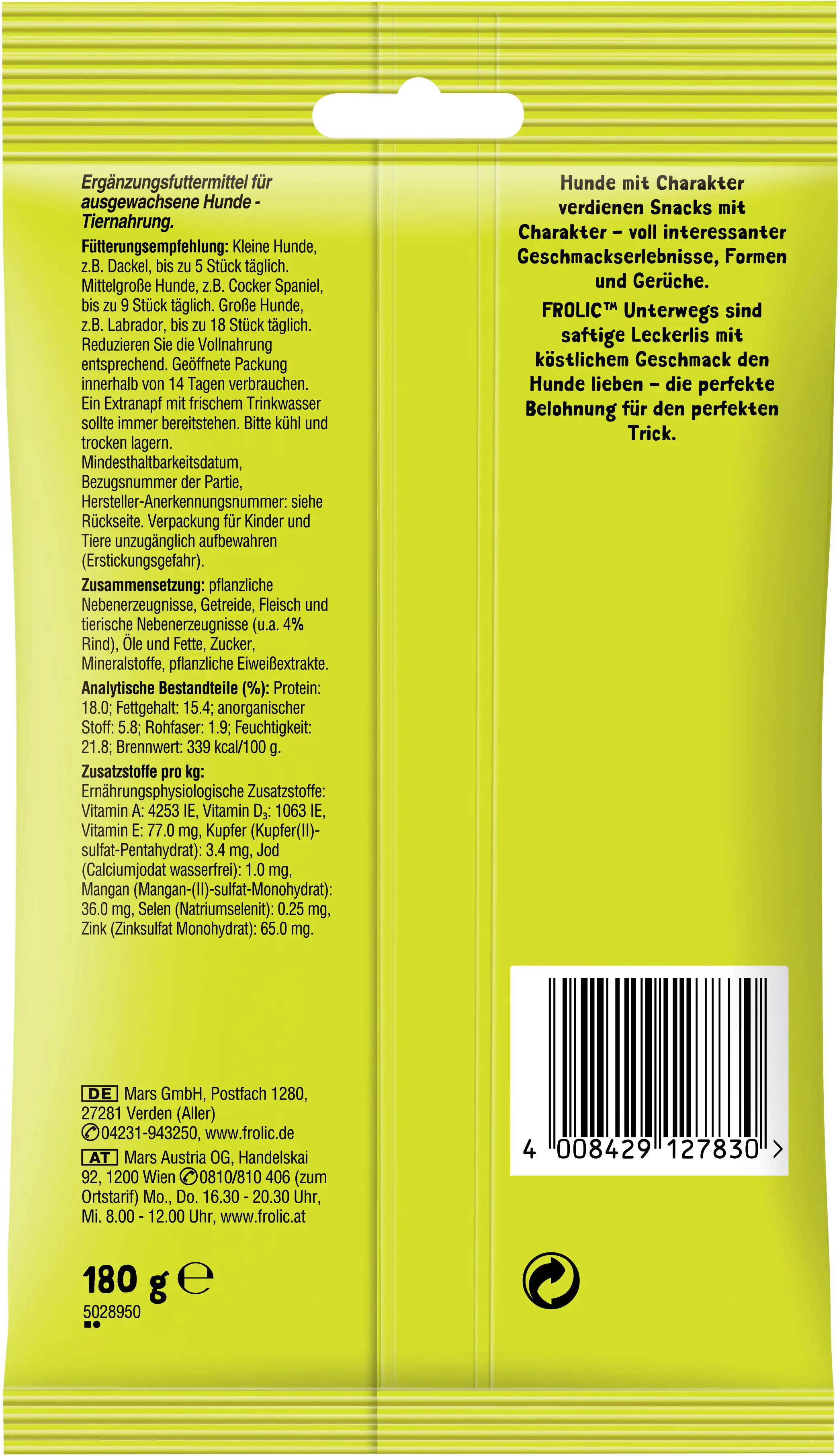 Frolic Unterwegs mit Rind 180 g Frolic Unterwegs mit Rind 180 g