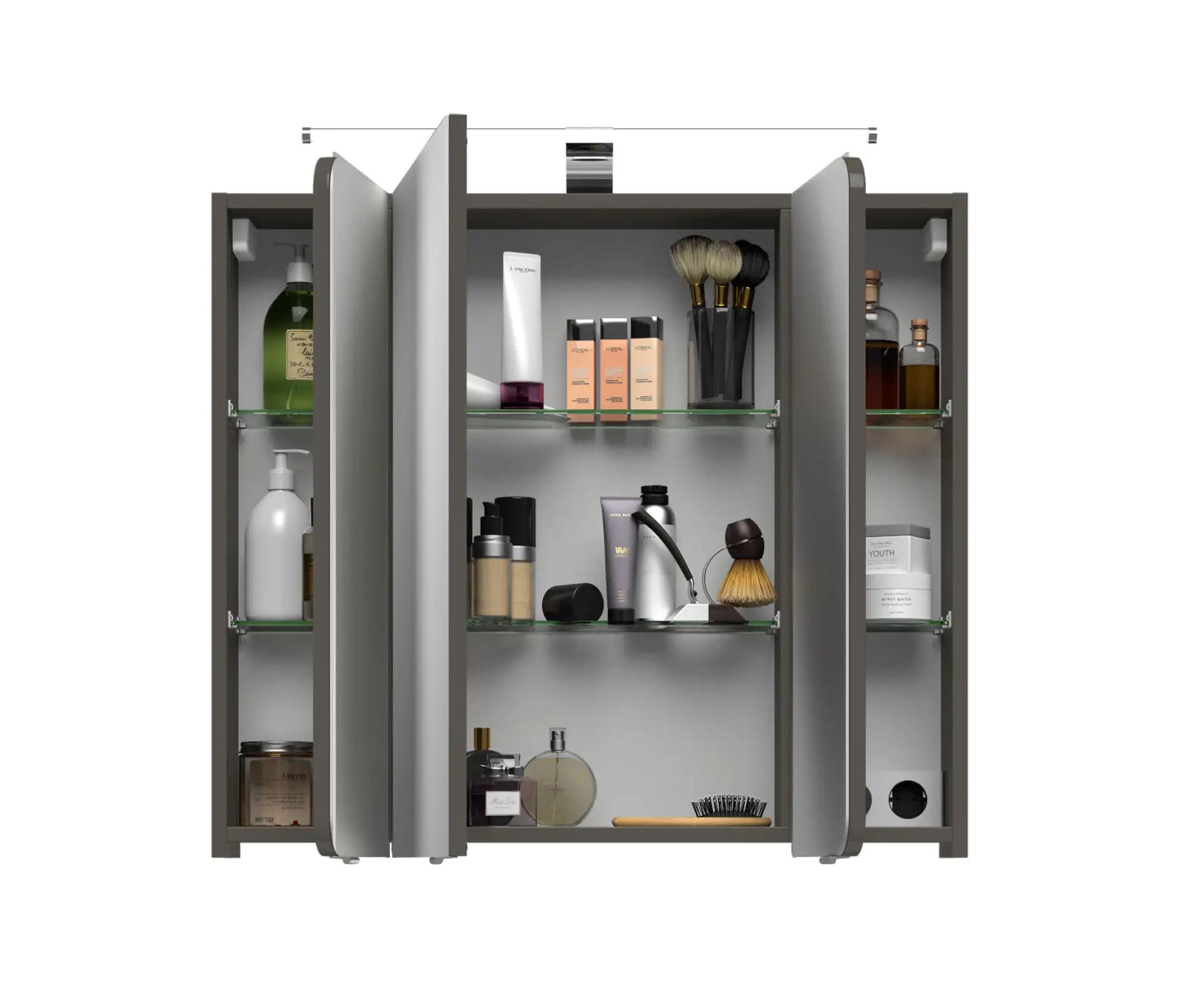 Pelipal Spiegelschrank Fokus 4005 lack steingrau hochglanz