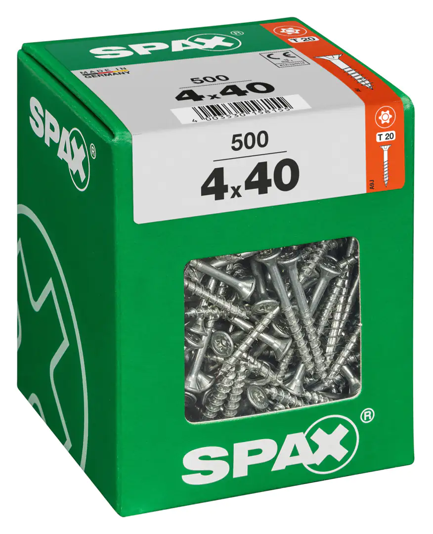 Spax Universalschrauben 4.0 x 40 mm TX 20 - 500 Stk. Spax Universalschrauben 4.0 x 40 mm TX 20 - 500 Stk.