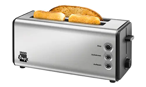 UNOLD 38915 Toaster Onyx Duplex Schwarz-Edelstahl Doppellangschlitz-Toaster