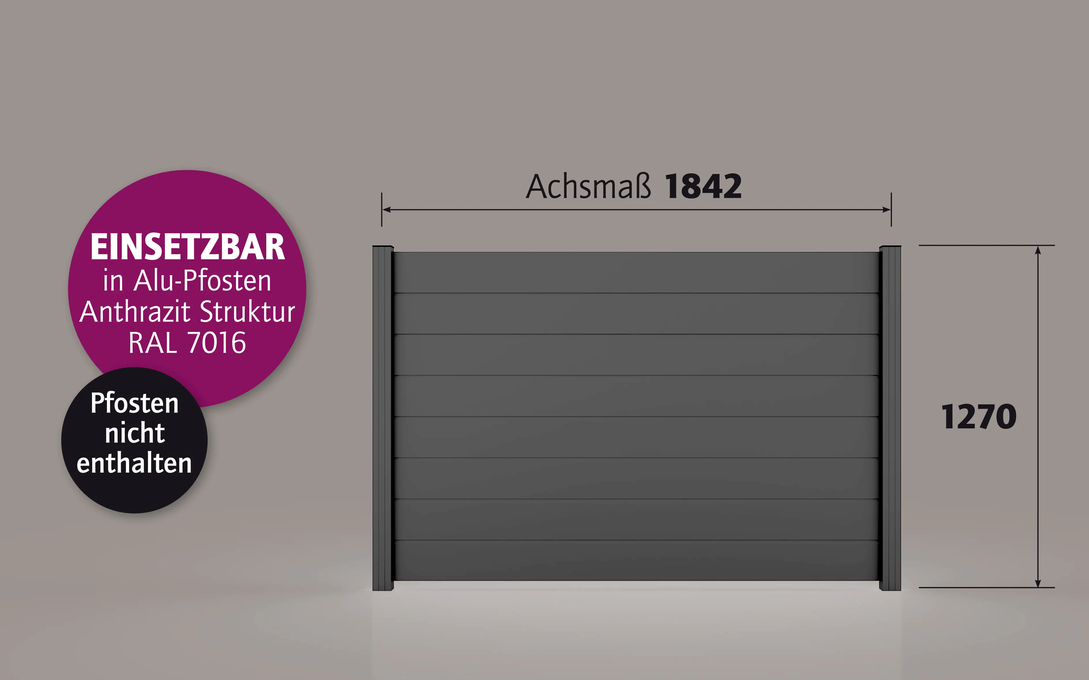 Ambiente Alu-Zaun Paneel 150 B x H: 180 cm x 120 cm, 22 mm stark Ambiente Alu-Zaun Paneel 150 B x H: 180 cm x 120 cm, 22 mm stark