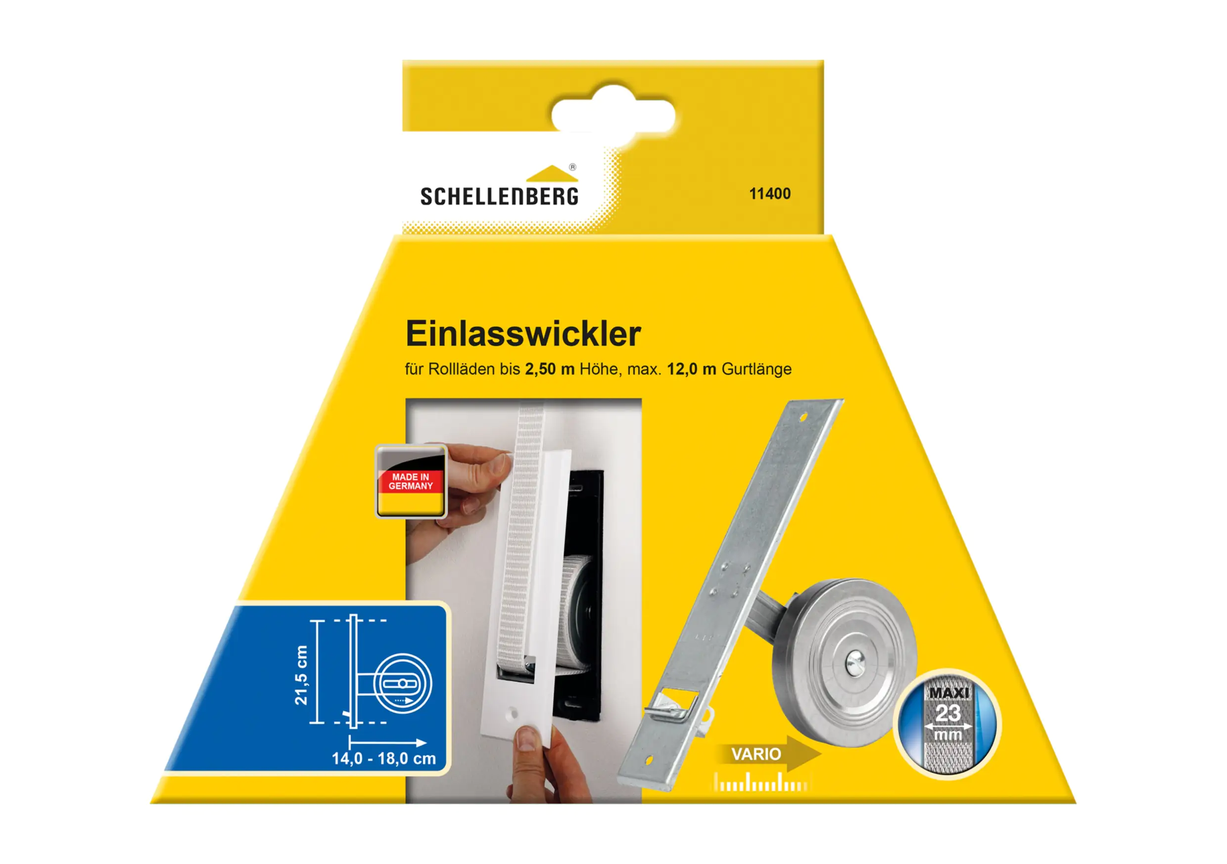 Schellenberg Einlaßwickler Maxi Lochabstand 21,5 cm silber