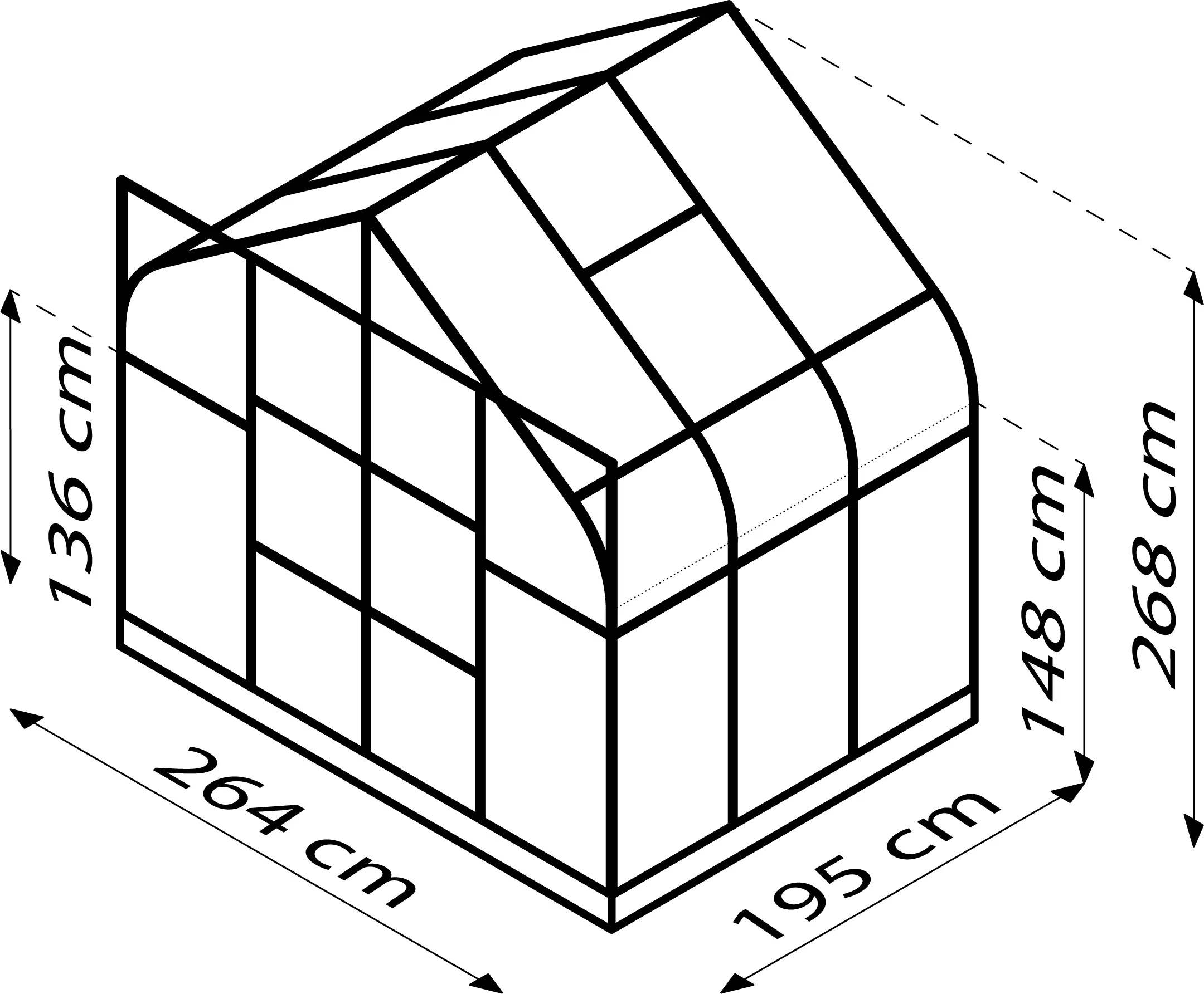 Vitavia Gewächshaus-Set-Set Dione 5000 ESG 3 mm schwarz 254 x 192 cm