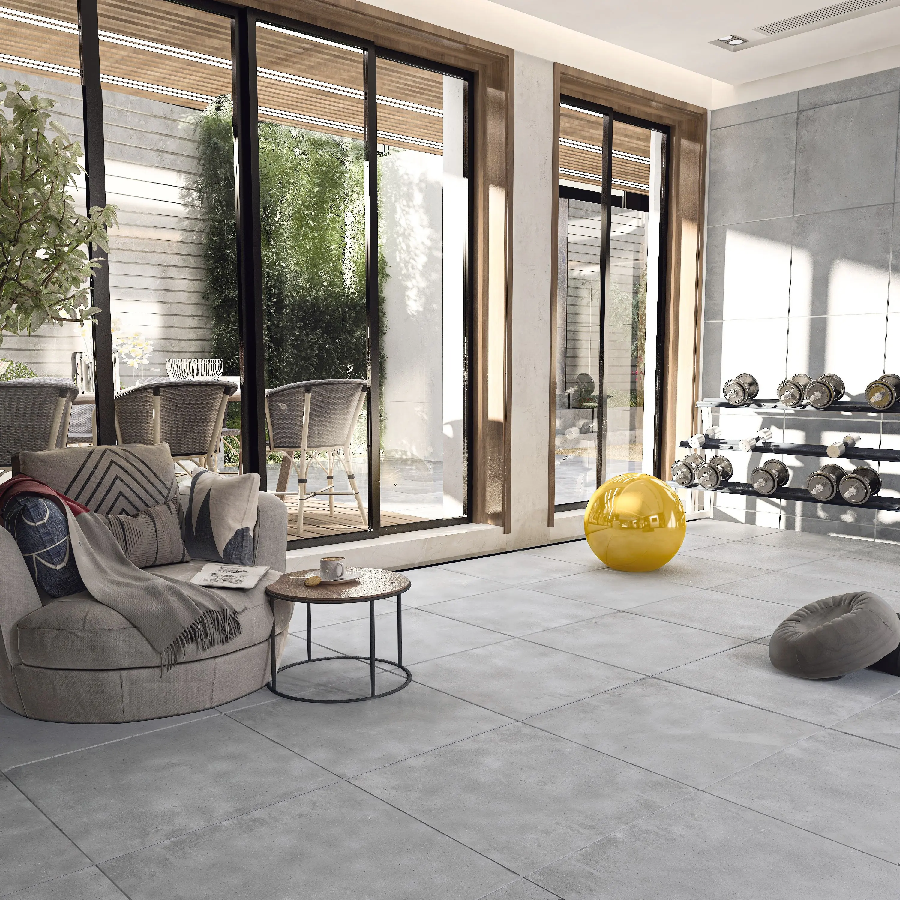 Bodenfliese Feinsteinzeug Boston Mid 60 x 60 cm dunkelgrau