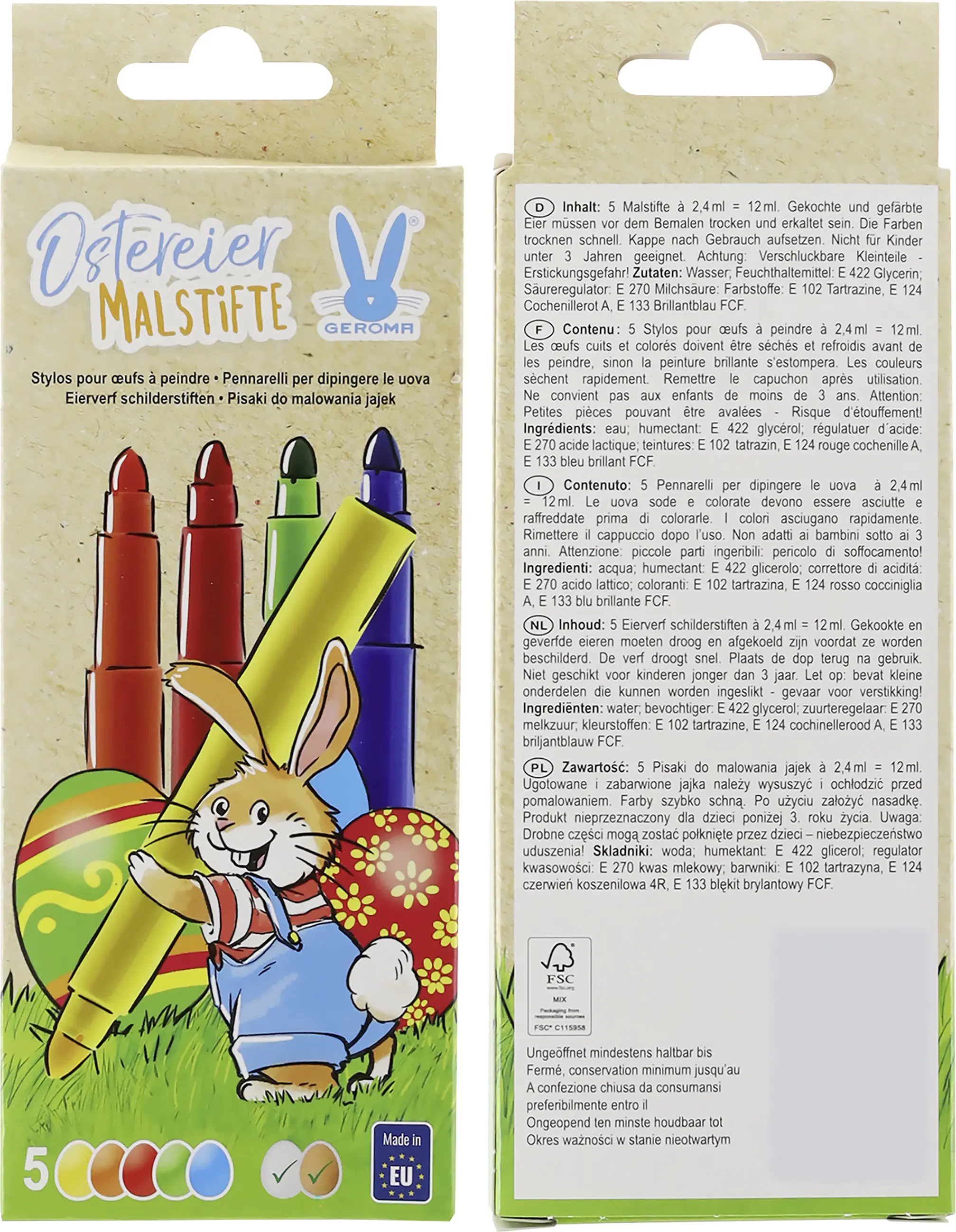 Ostereier Malstifte 5 Farben