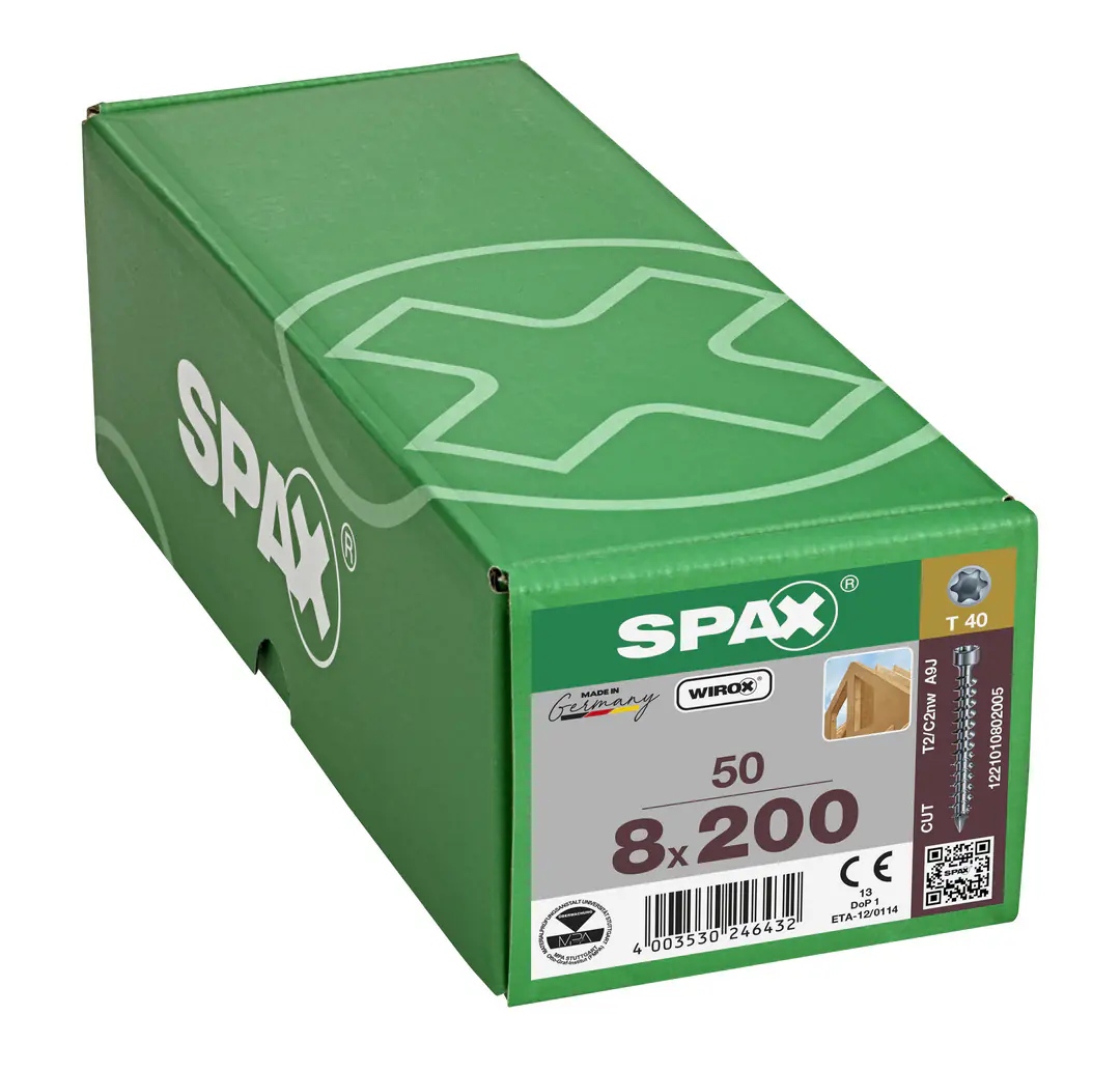 Spax Holzbauschrauben 8.0 x 200 mm TX 40 Zylinderkopf - 50 Stk.