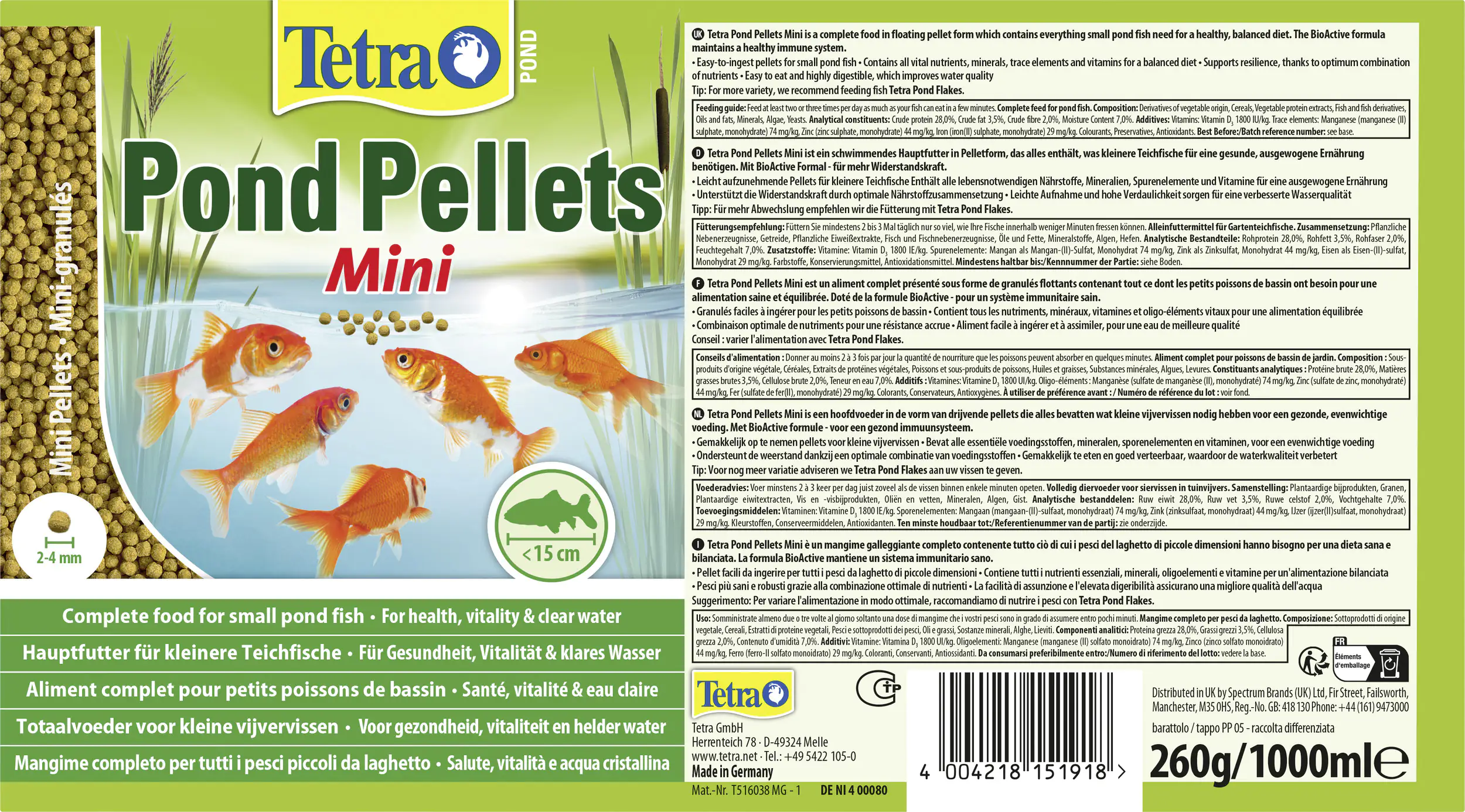 Tetra Teichfutter Pond Pellets Mini 1 L