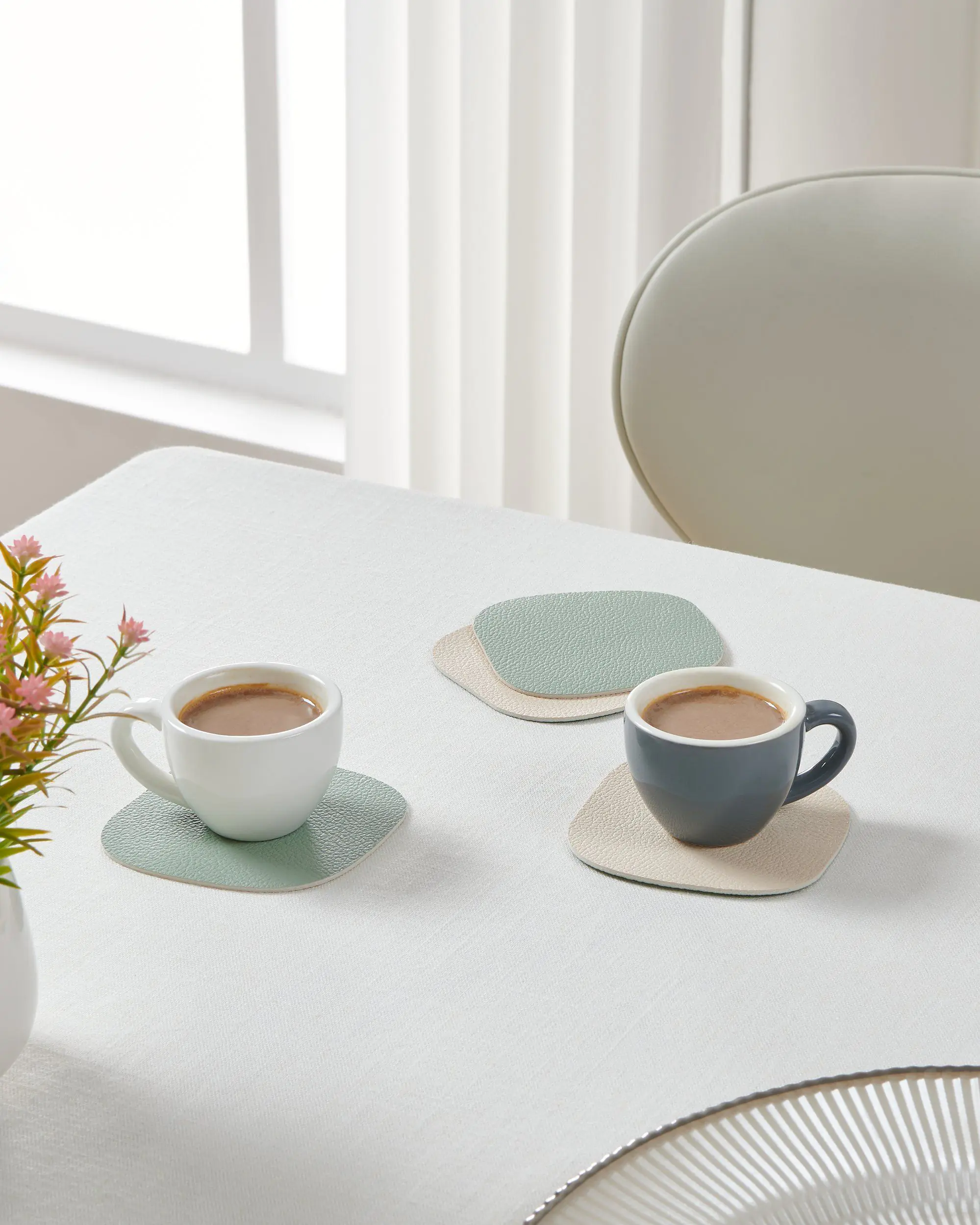 Vinanivao Untersetzer 10 x 10 cm grün/weiss 4er-Set