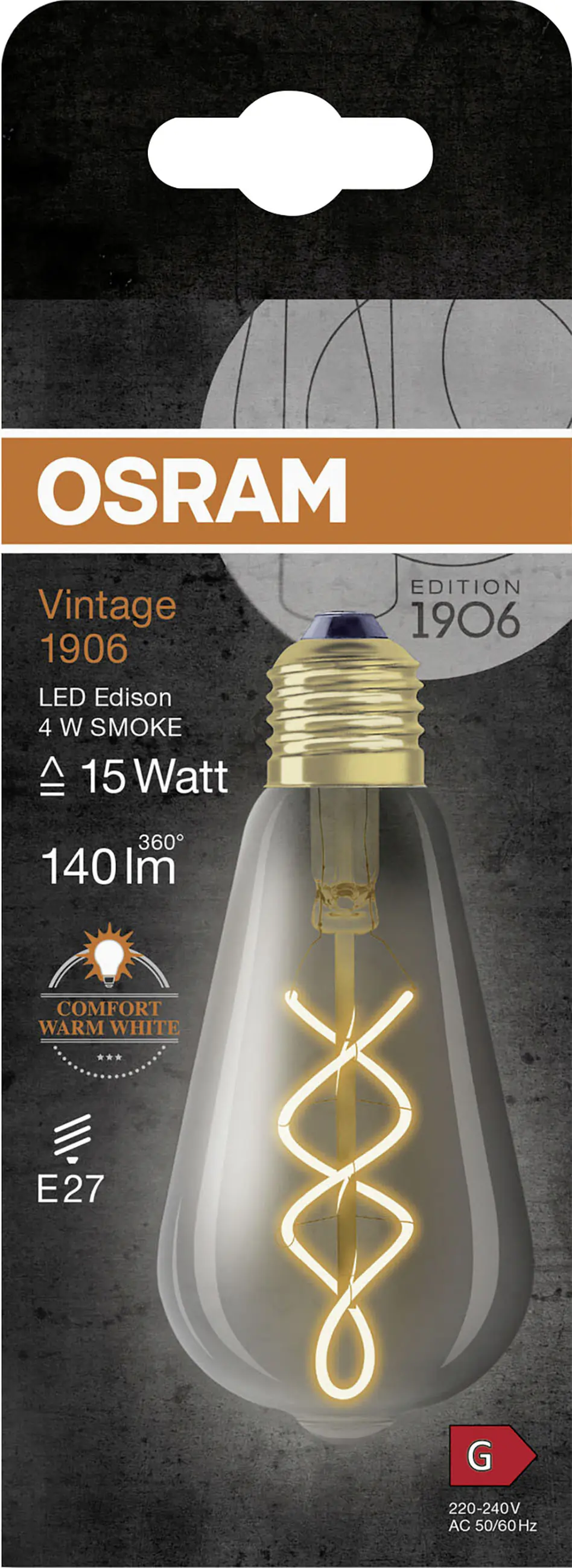 Osram LED Leuchtmittel Edison E27 4 W warmweiß rauch