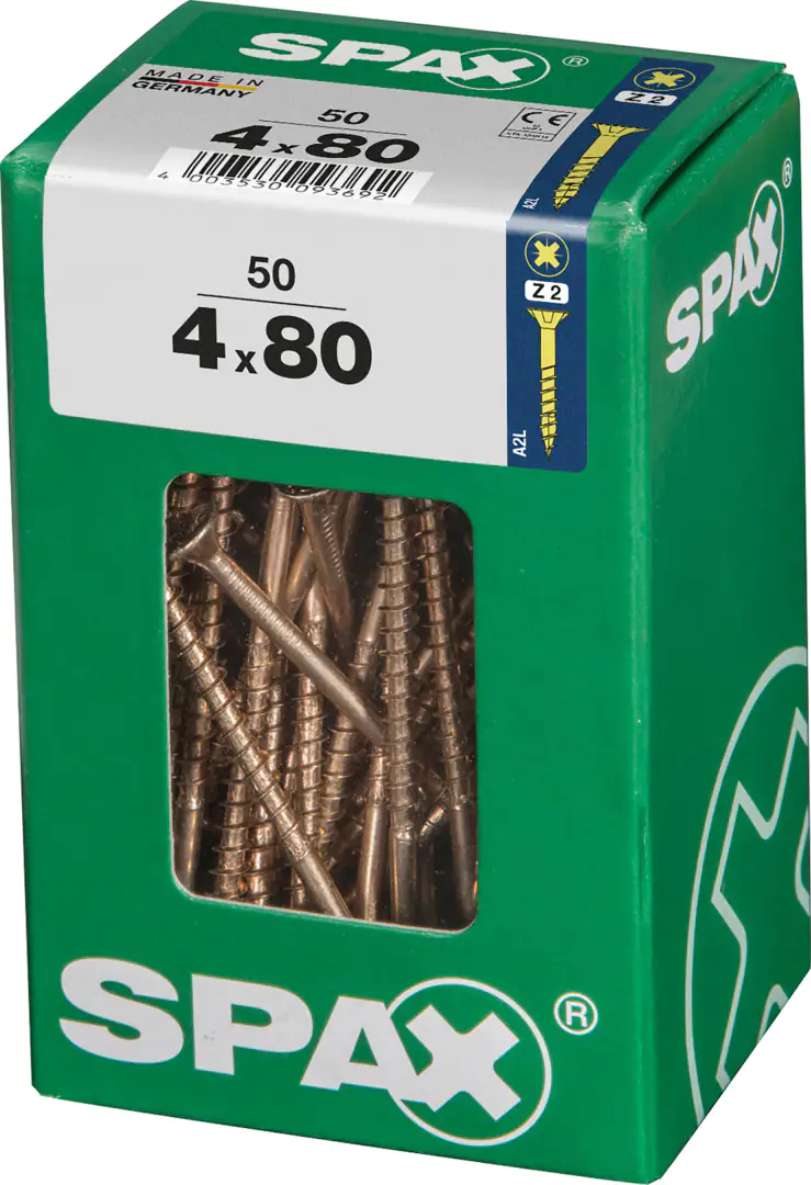 Spax Universalschrauben 4.0 x 80 mm PZ 2 - 50 Stk.