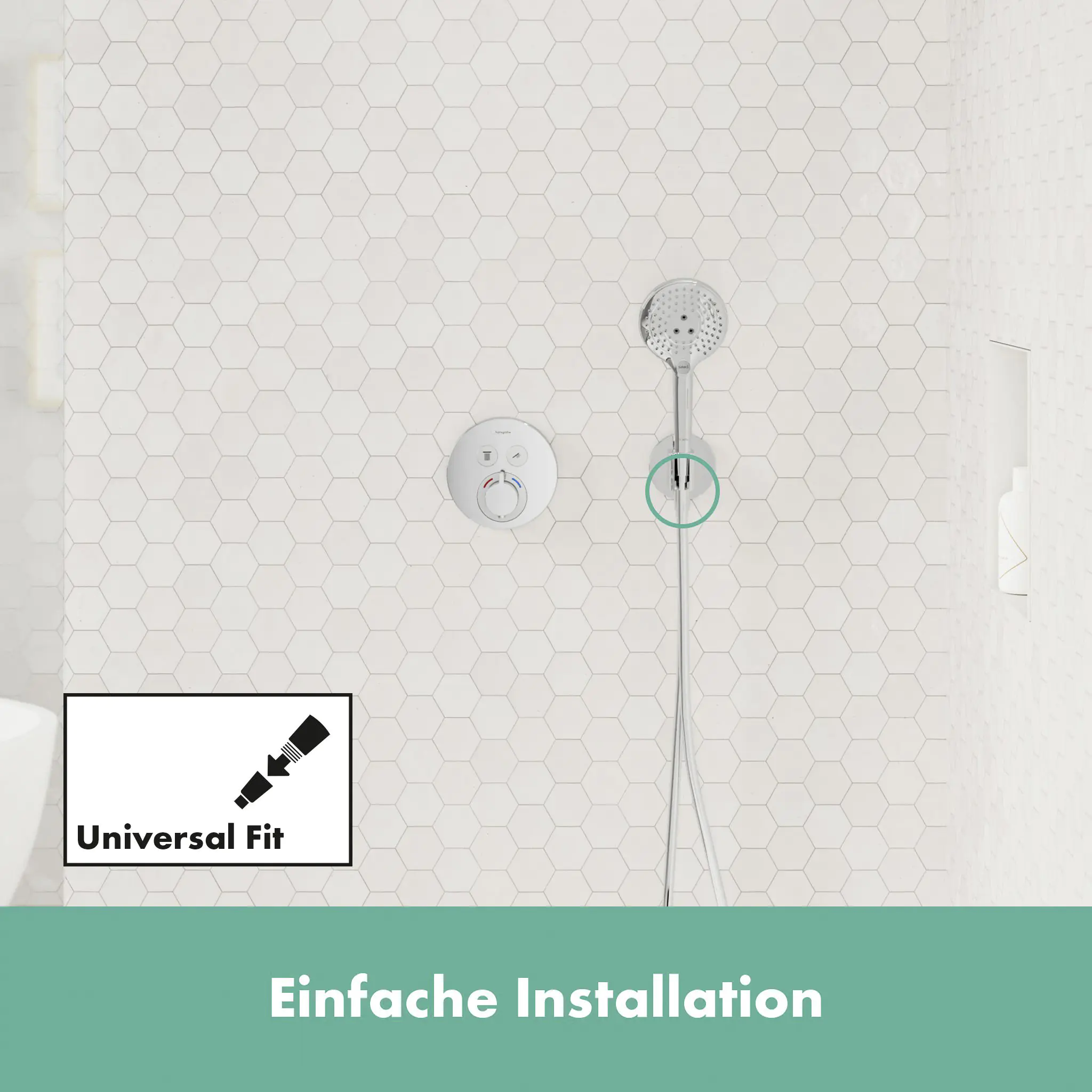 Hansgrohe Wandanschluss mit Brausehalter & Rückflussverhinderer FixFit S chrom