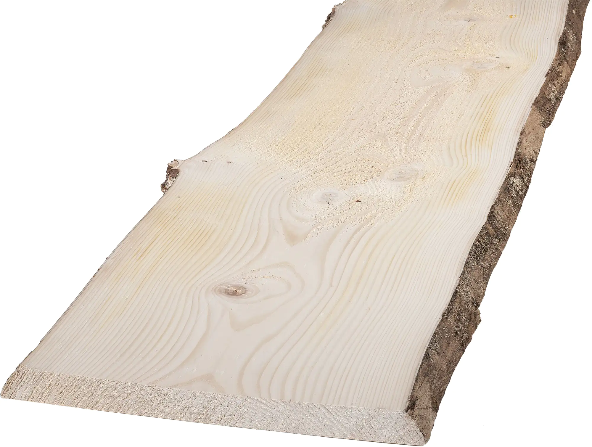 Massivholzbrett Weißtanne mit Baumkante 100 x 24 - 30 cm, 28 mm