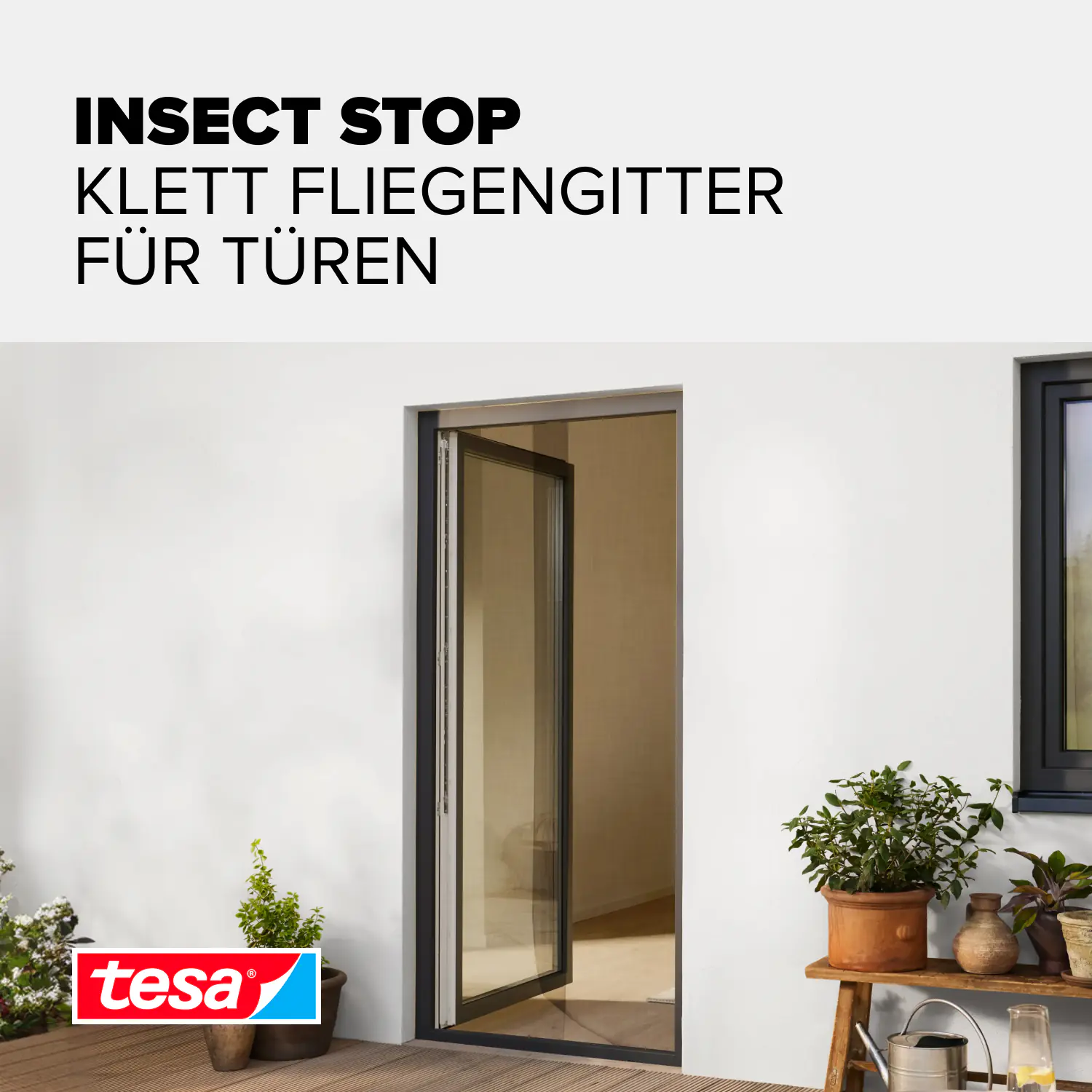 tesa Fliegengitter Tür 65 x 220 cm anthrazit kürzbar 2 Stück